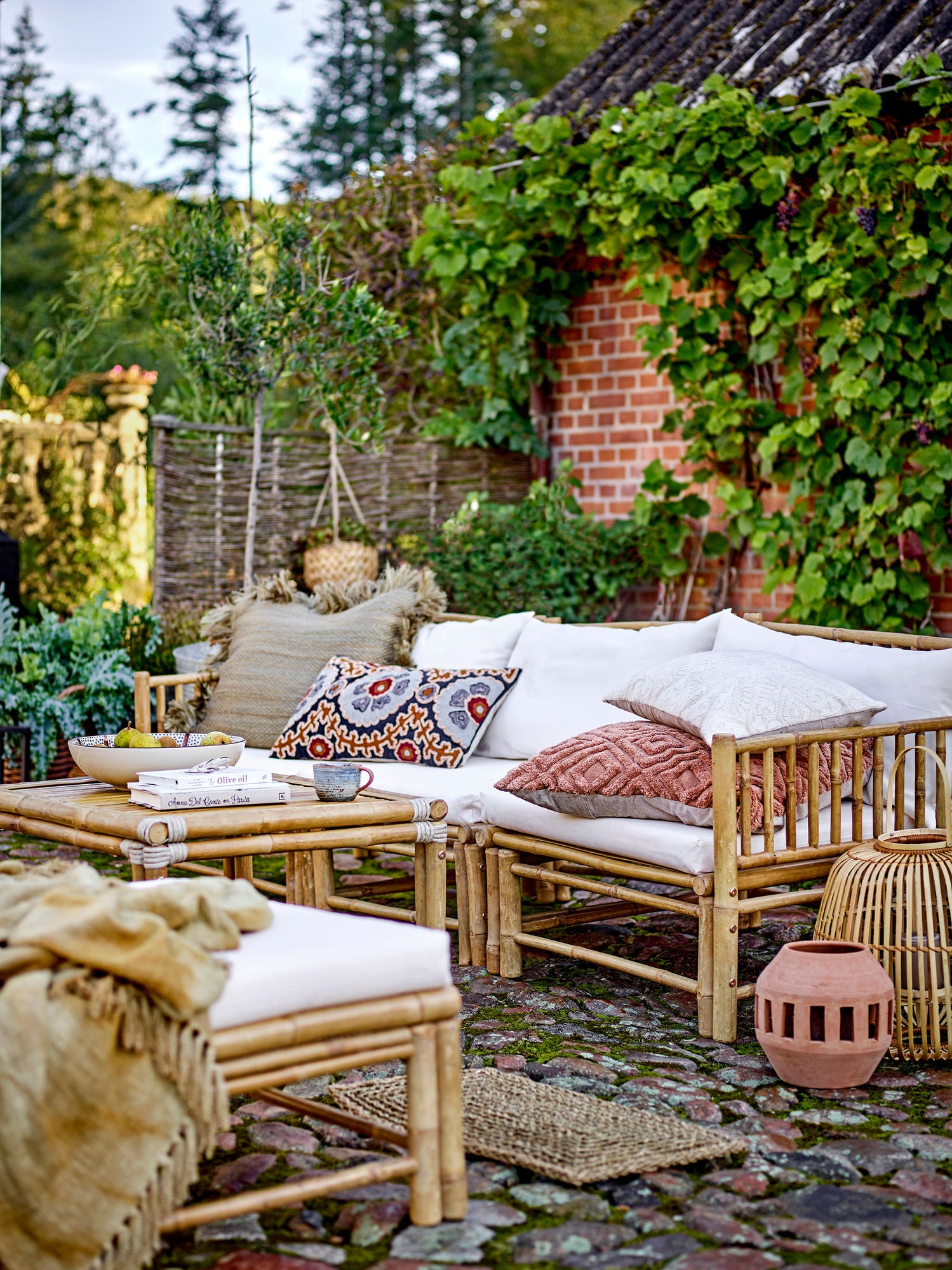 Korfu Modul-Sofa Rechte Ecke Natur Bambus Flexibles Outdoor Modul System