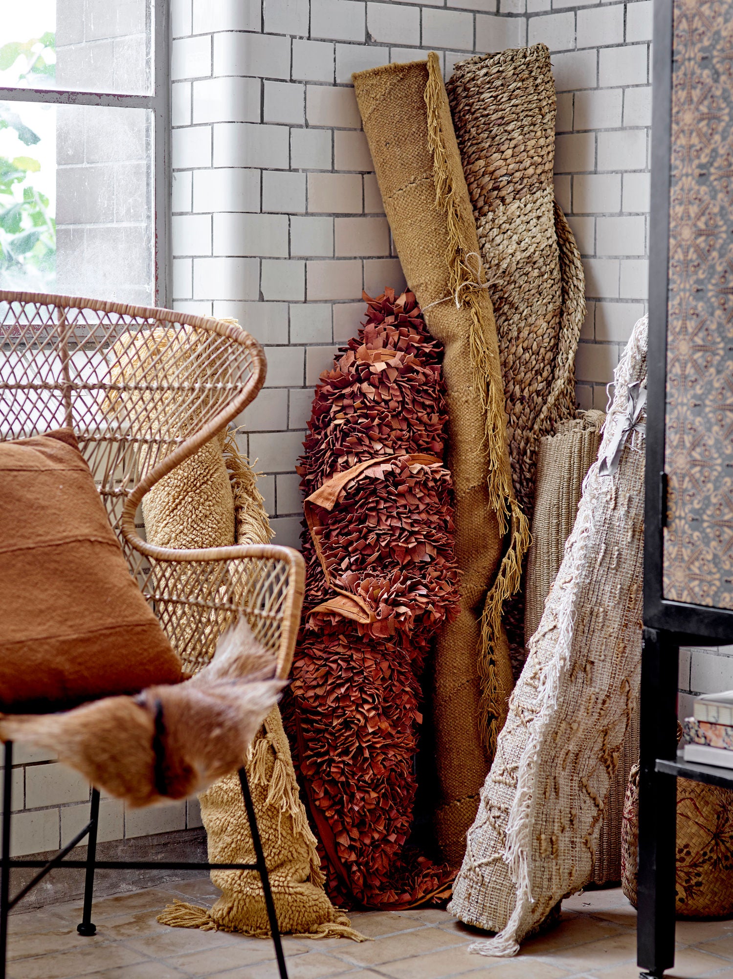 Kita Kuschelkissen Braun Baumwolle Rustikales Patchwork Design Wärme