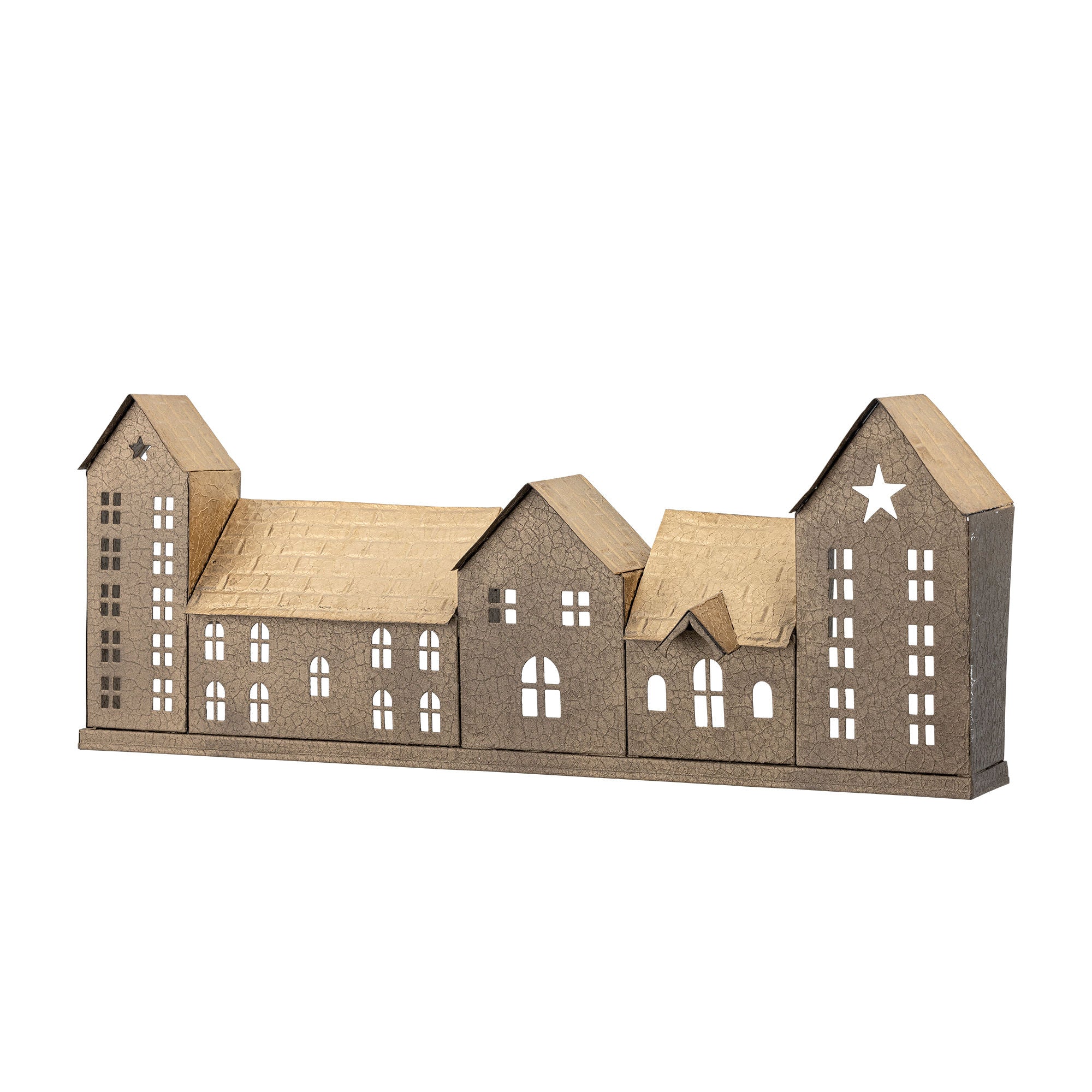 Noeli Teelichthalter | Goldene Häuserreihe