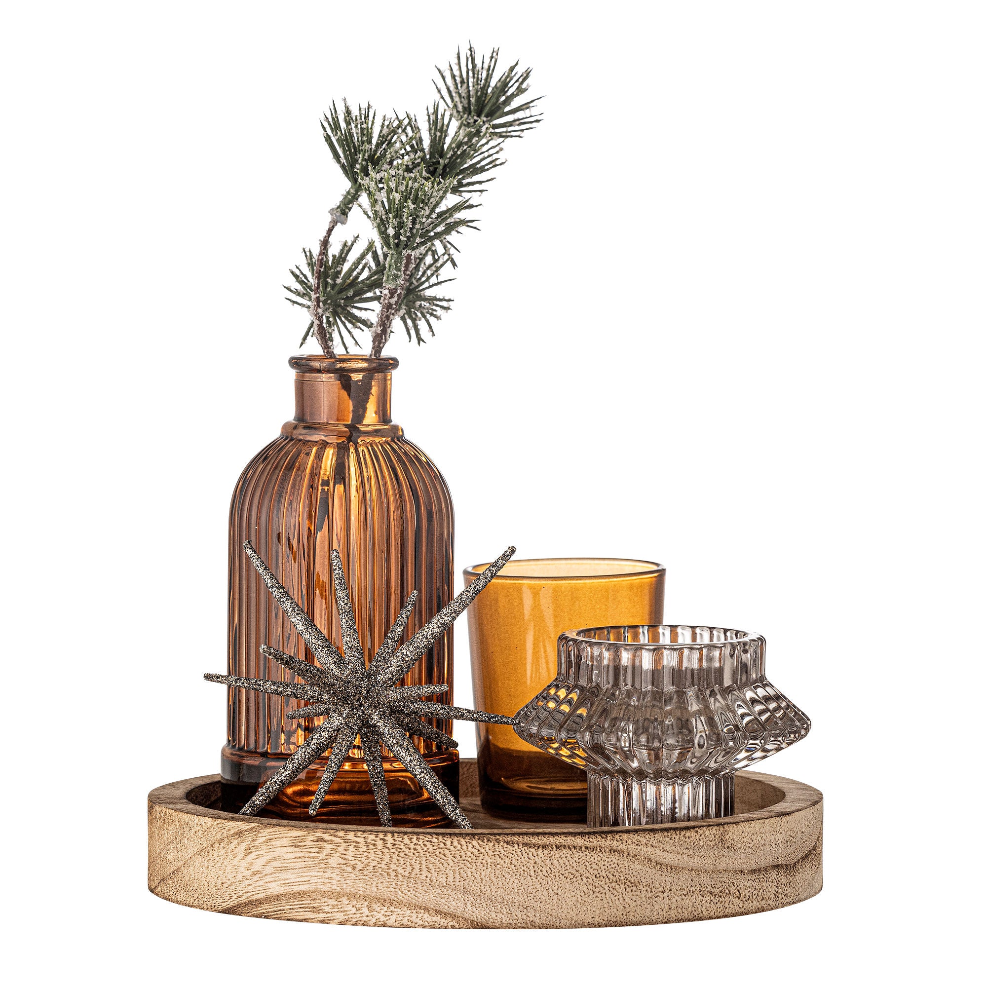 Sanga Tablett mit Teelichthalter | Weihnachtsdekoration