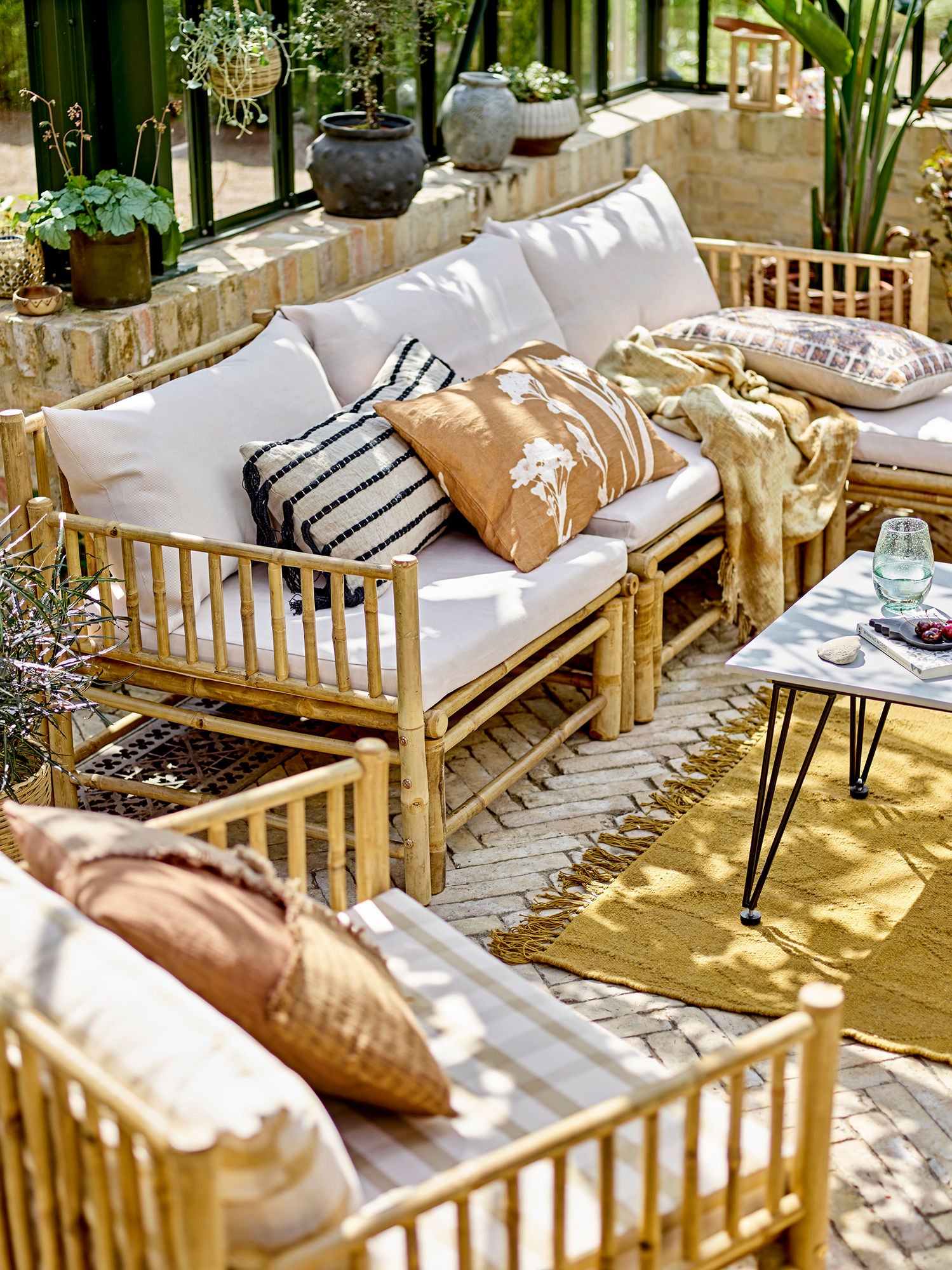 Korfu Modul-Sofa Linke Ecke Natur Bambus Vielseitige Outdoor Garnitur