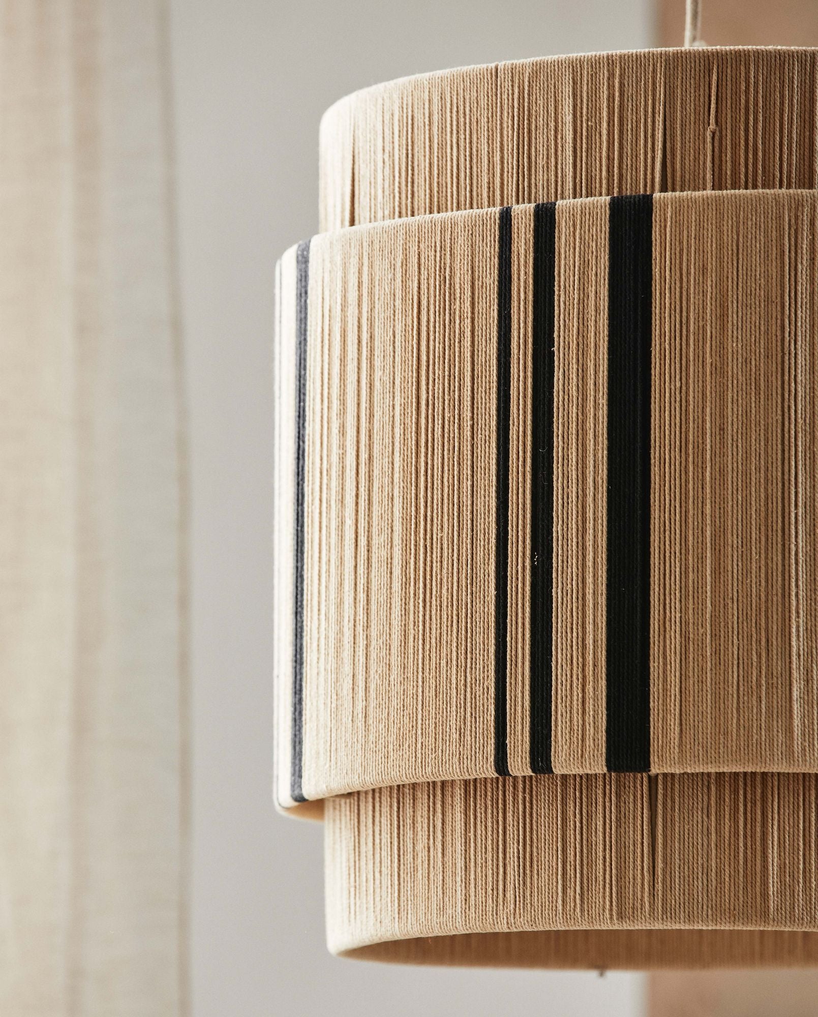 VINATA Pendelleuchte Baumwollkordel Beige Schwarz Warmes Licht Atmosphäre