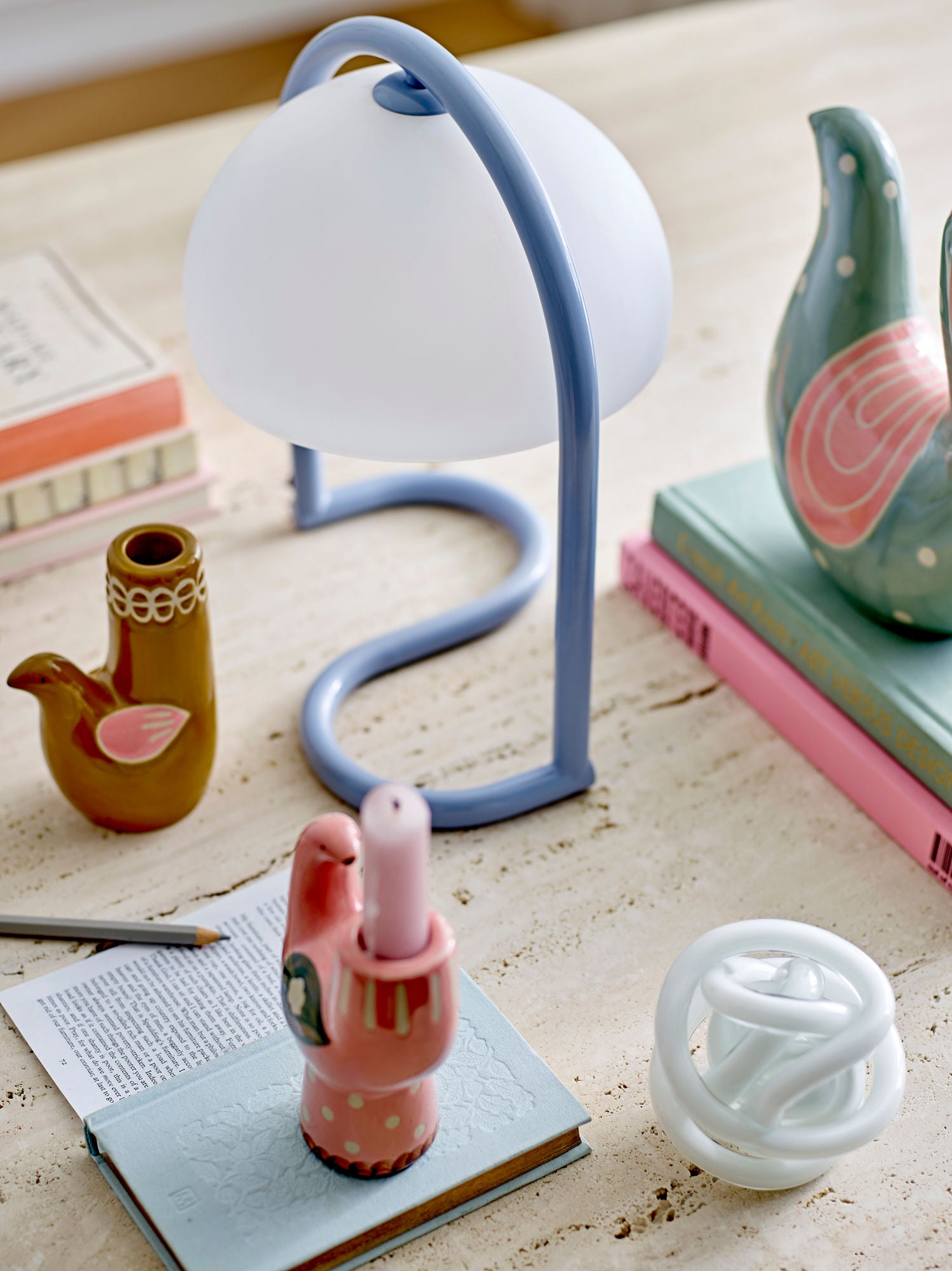 Trudy Vogelförmige Steingut Vase mit Handbemalte Oberfläche Skulptural