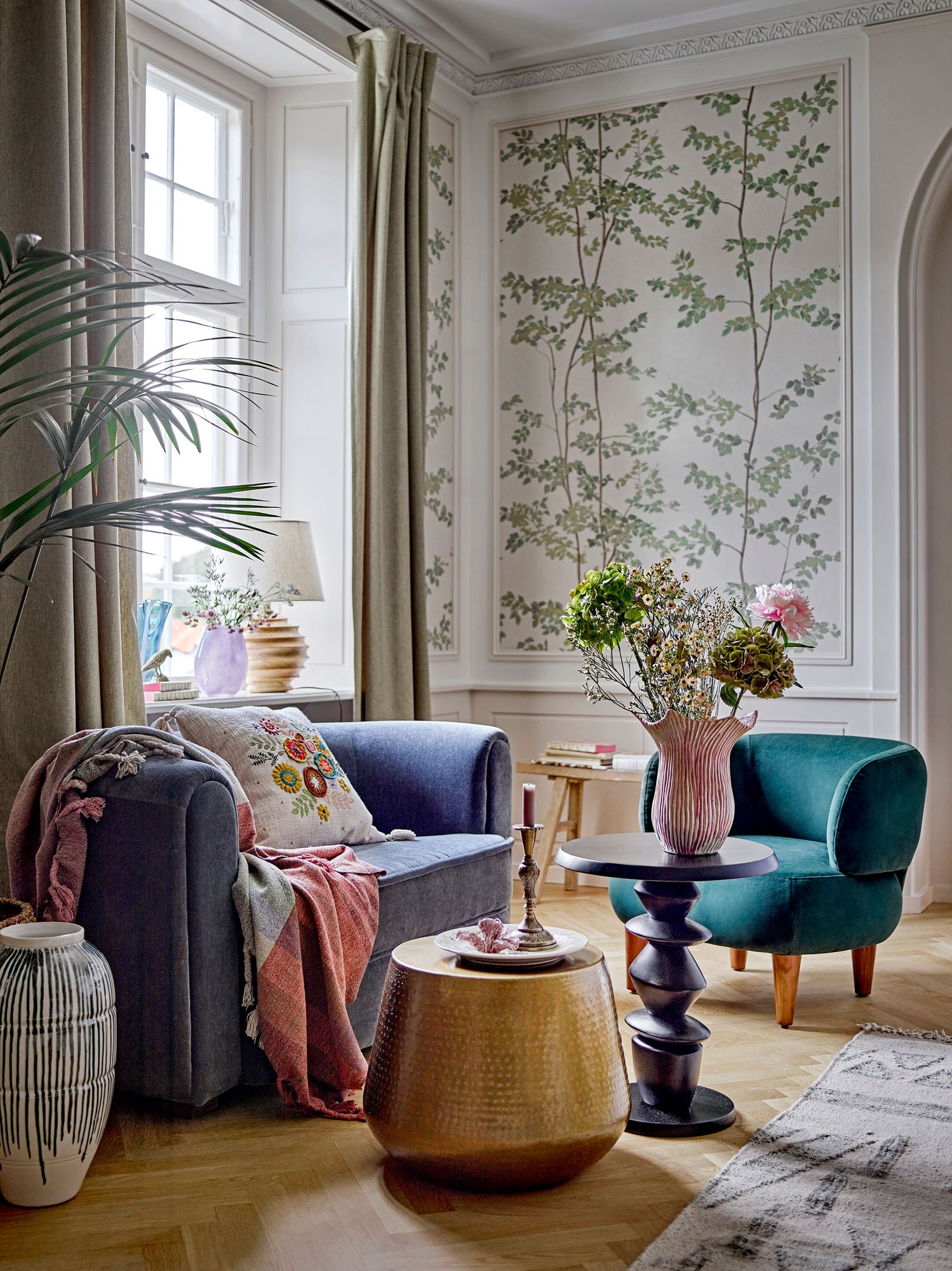 Floral Blumenvasen Aus Steingut mit Reaktiver Glasur für Einzigartige Fließende Muster und Elegante Dekoration