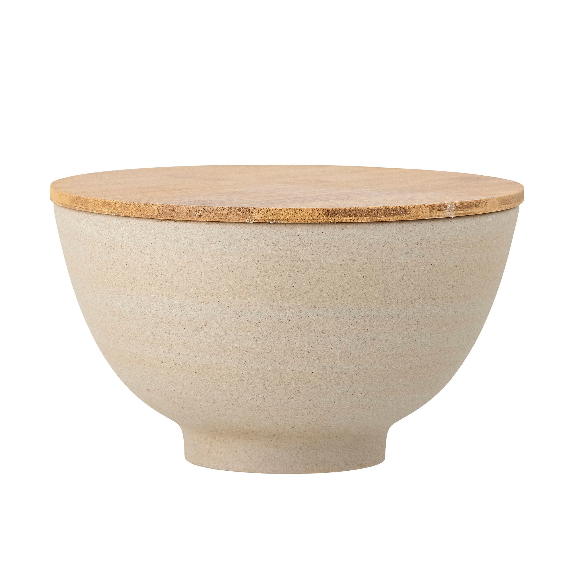 Lee Schale mit Löffel Natursteingut Warmhaltefunktion mit Bambusdeckel