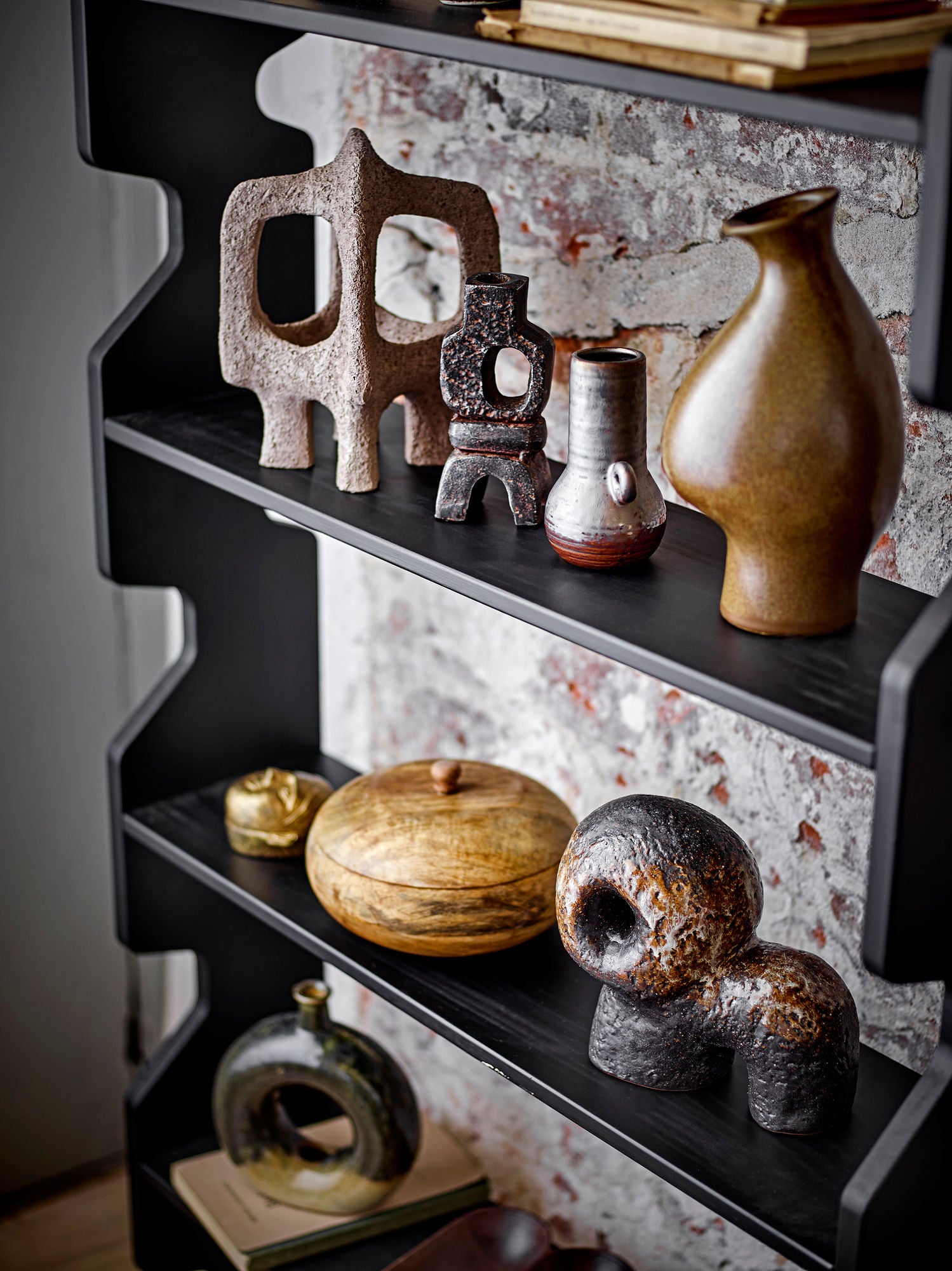 Baldvin Deko-Vase Aus Steingut mit Grüner Glasur für Trockenblumen und Ausstellungsstücke Maße Breite 6 cm Länge 18 cm Höhe 20 cm