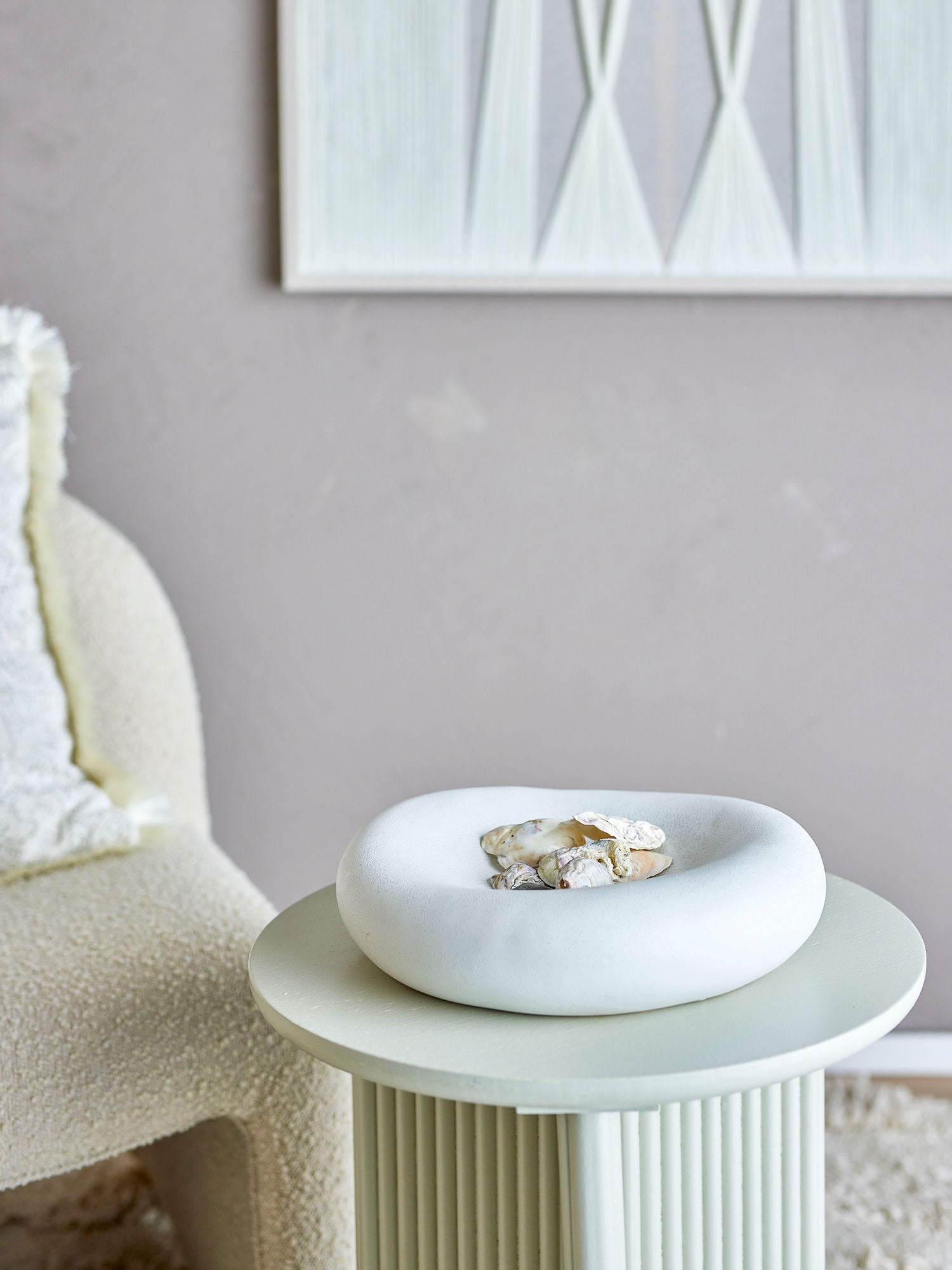 Audra Schale Aus Steingut Weiß Glatte Glasur Dekoratives Detail