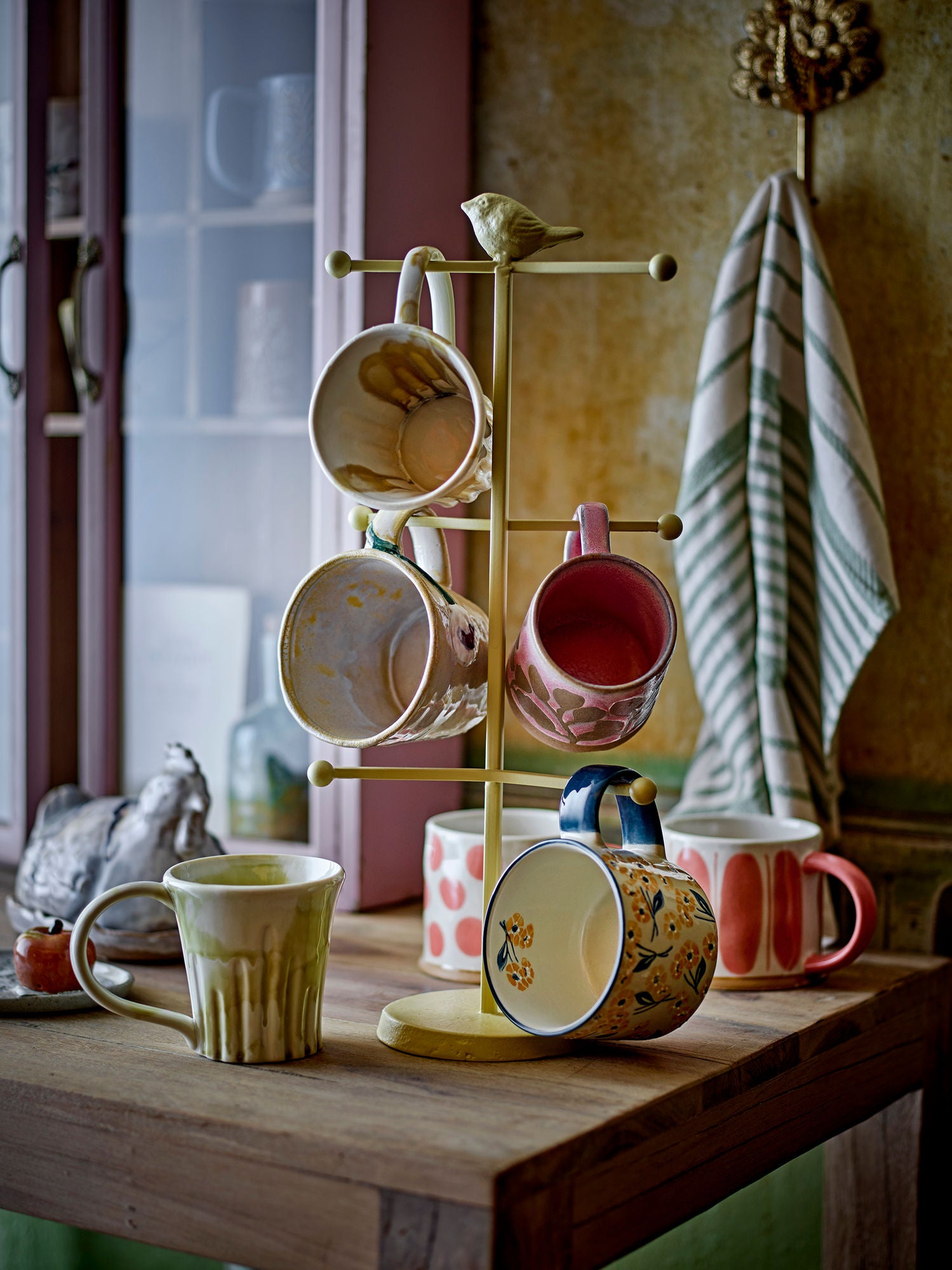 Linora Becher 3er-Set, Steingut mit handgemalten Details