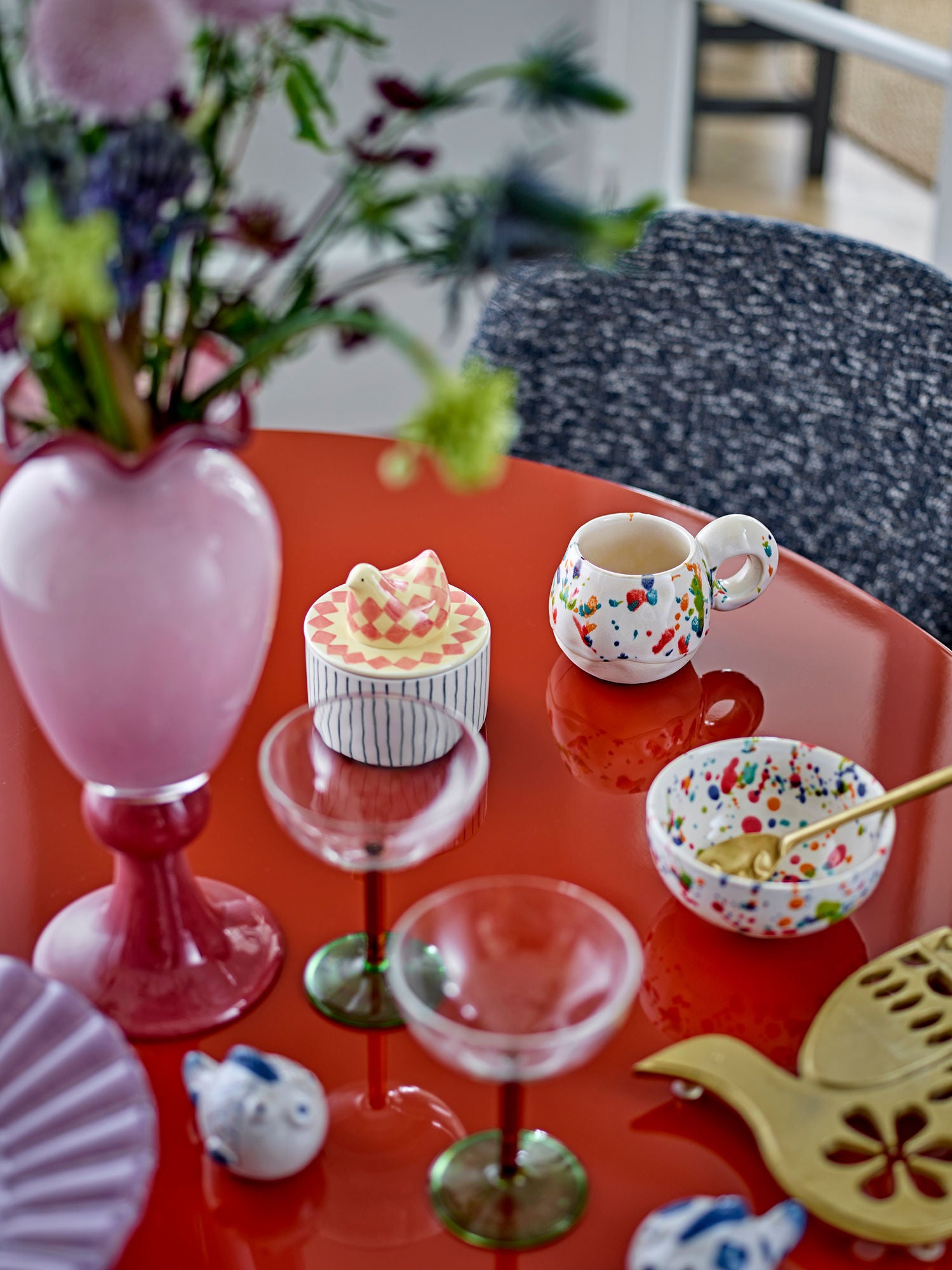 Freckles 4er Schalen-Set, Steinzeug mit handappliziertem Punktmuster