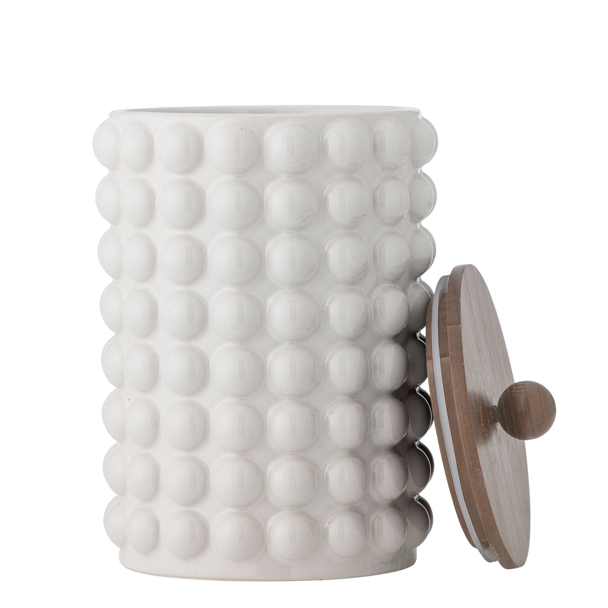 Madge Gefäß mit Deckel, Steingut und Akazienholz