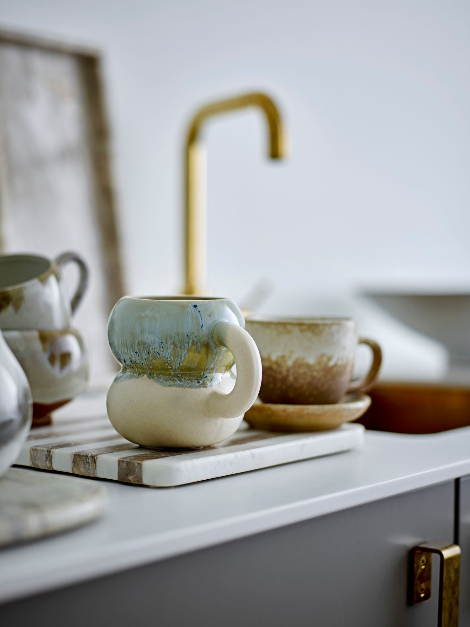 Luna Tasse 4er-Set, Blau, Reaktive Glasur