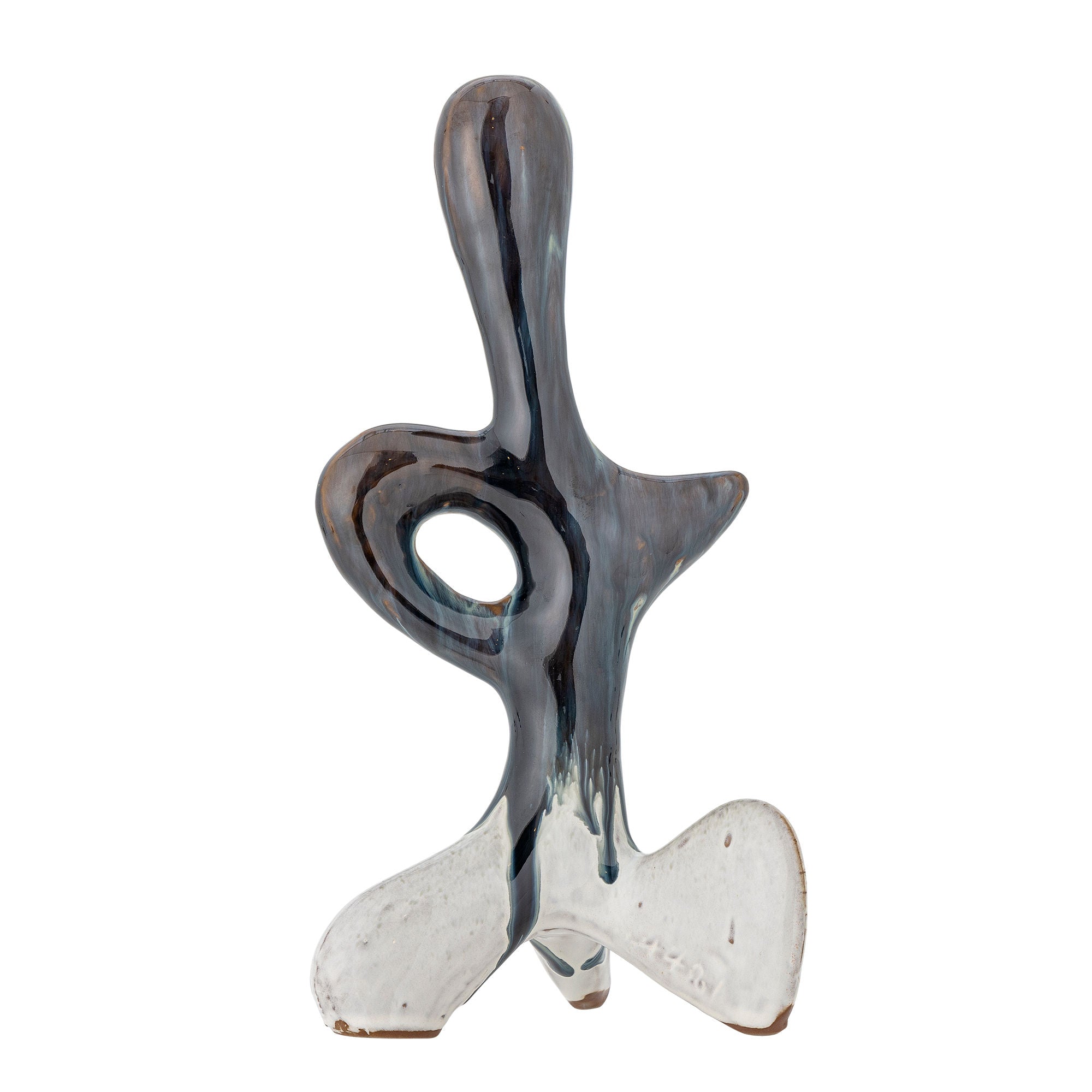 Harlan Steingut Deko Gefäß mit Reaktiver Blau Braun Glasur Unikat