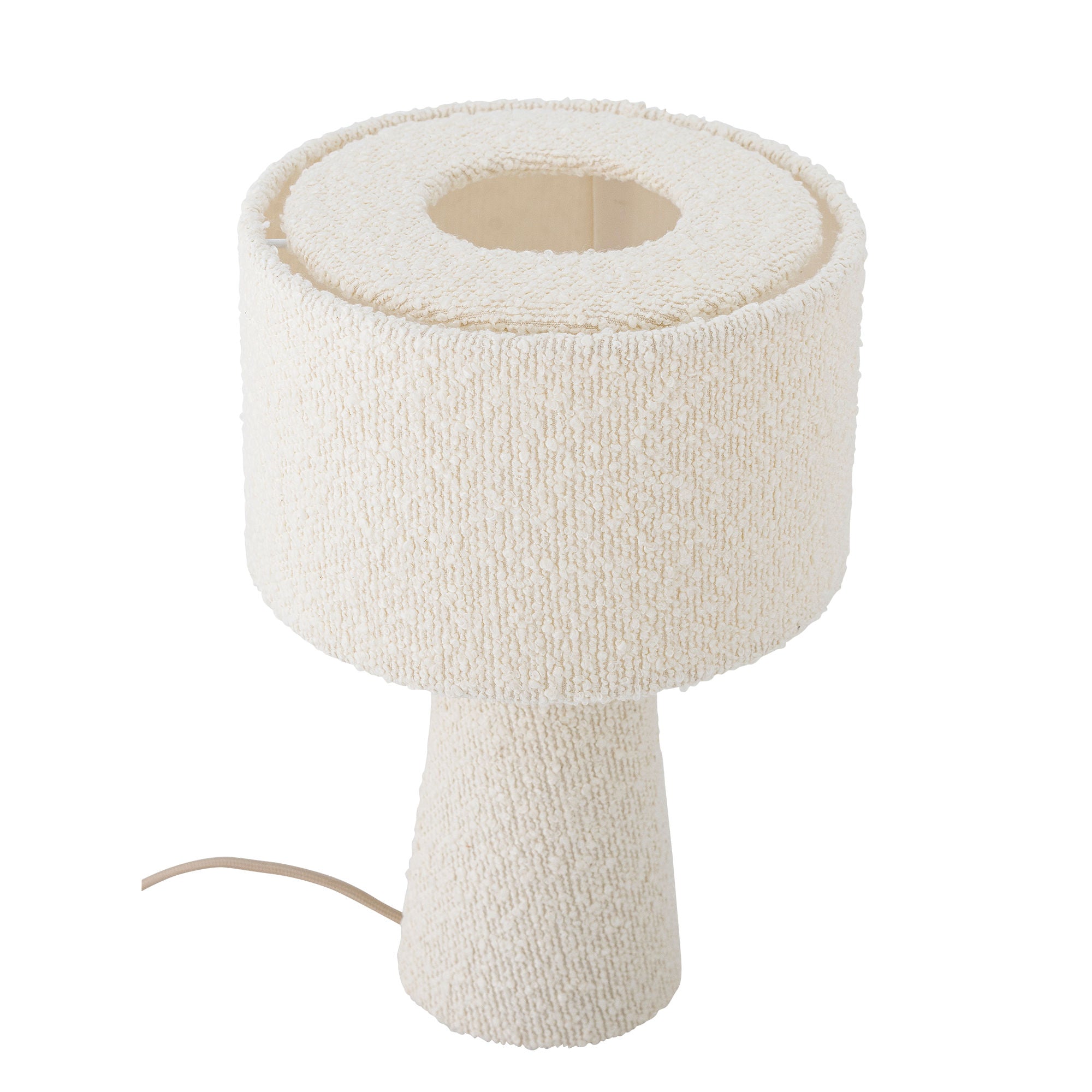 Emmie Tischlampe, Bouclé-Optik, Weiß
