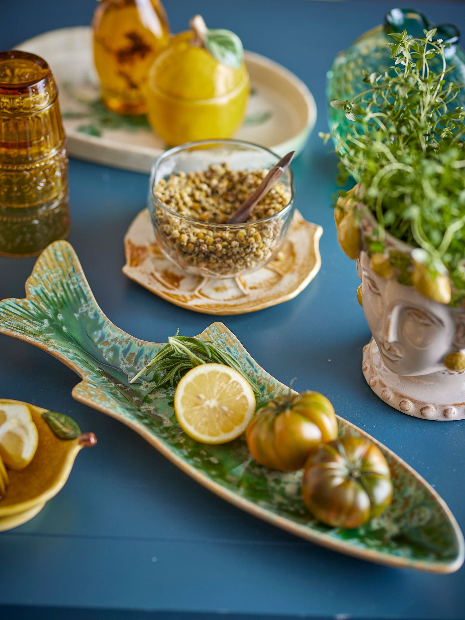 Hadden Servierplatte, Steinzeug, Fischform