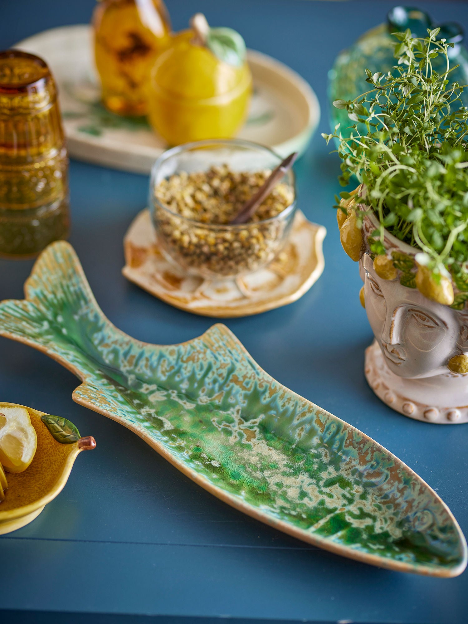 Hadden Servierplatte, Steinzeug, Fischform