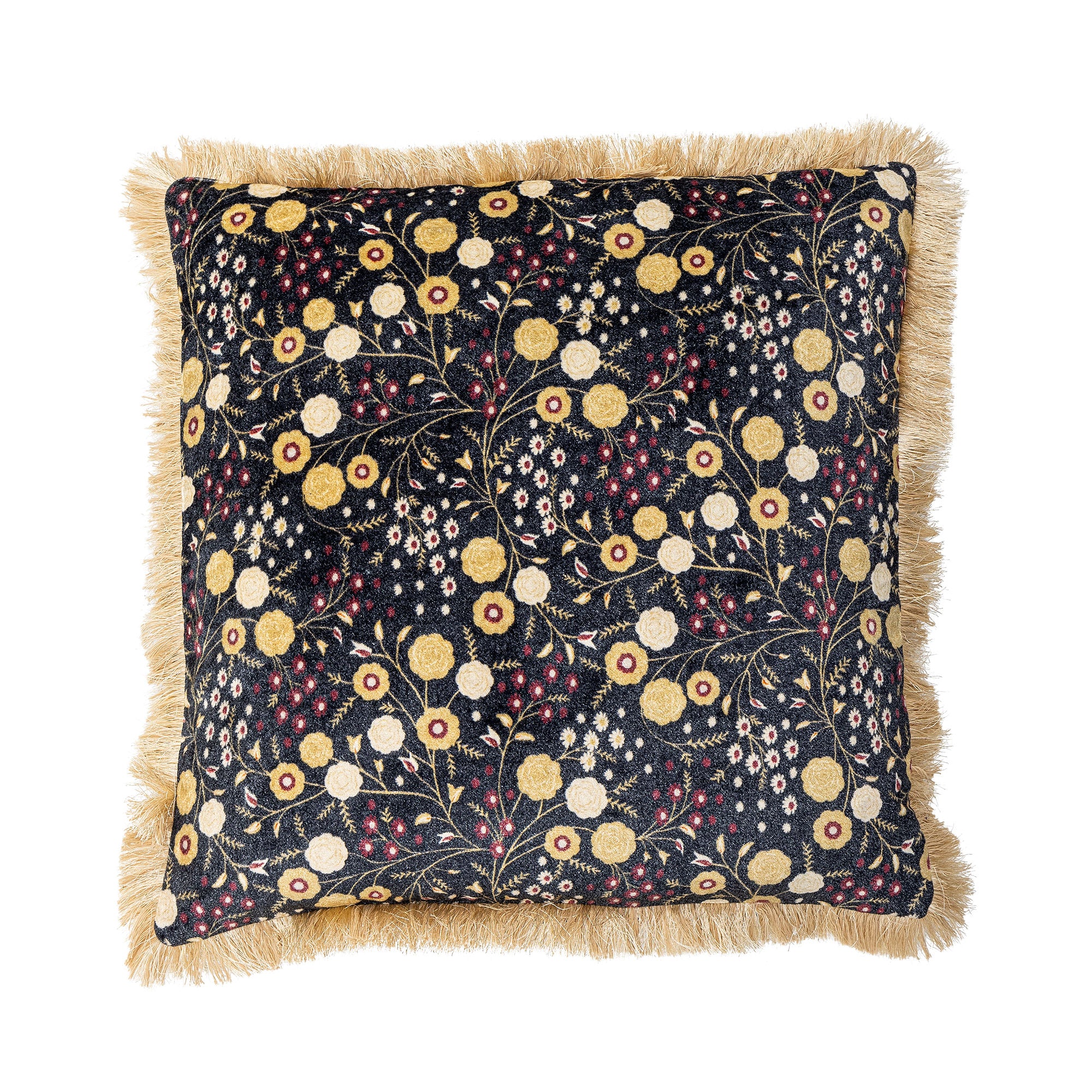 Eydis Kissen, Baumwollvelours, Blau & Natur