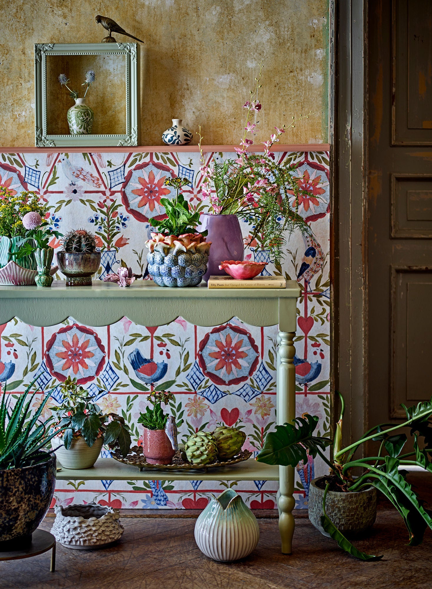 Salla Konsolentisch, Kiefernholz, Staubgrün