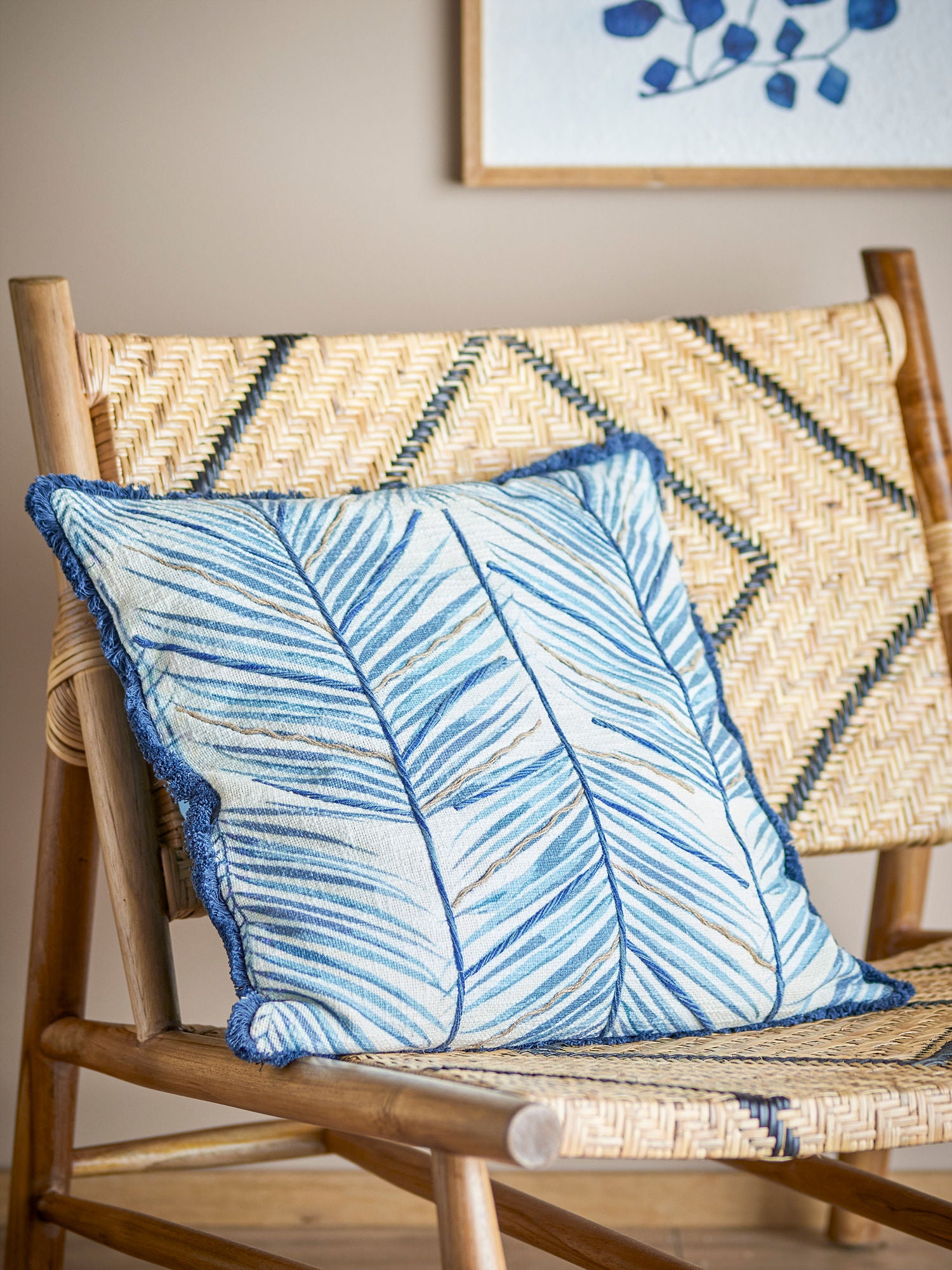 Laval Kissen mit gesticktem Blattmotiv