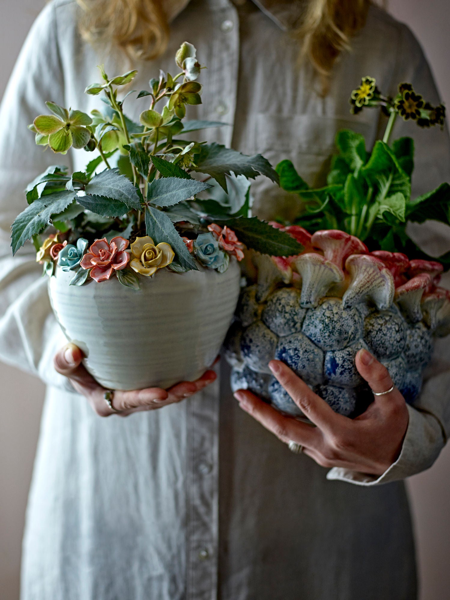 Blumentopf Eanna handbemalt Steingut