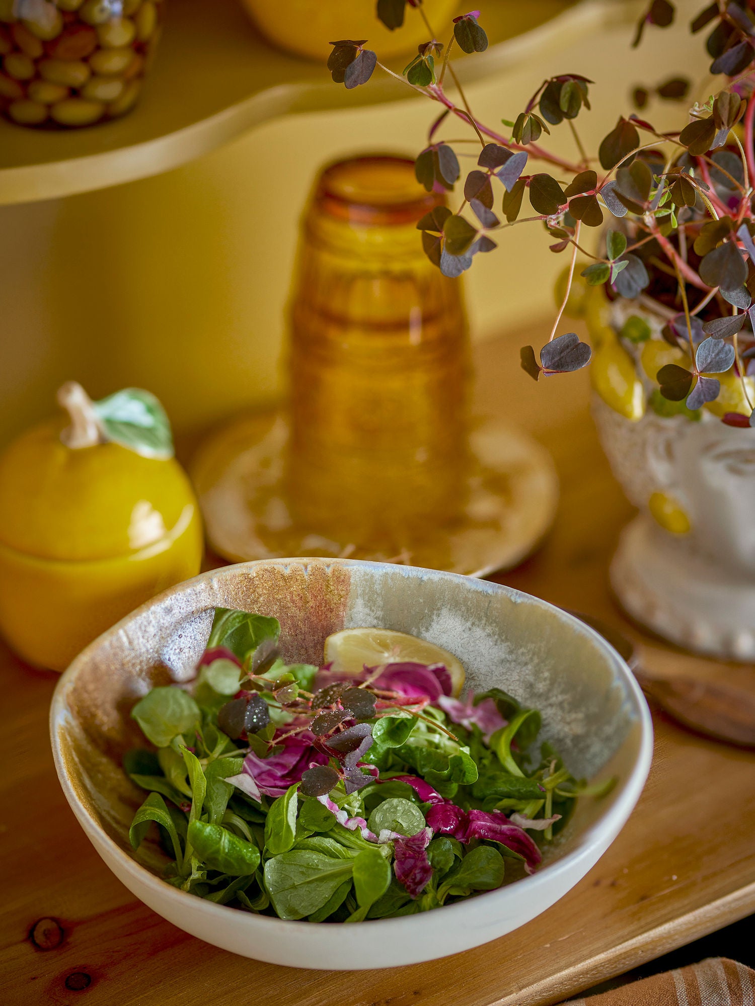 Lacey Schale 4er-Set, Gelb, Steingut Größe M