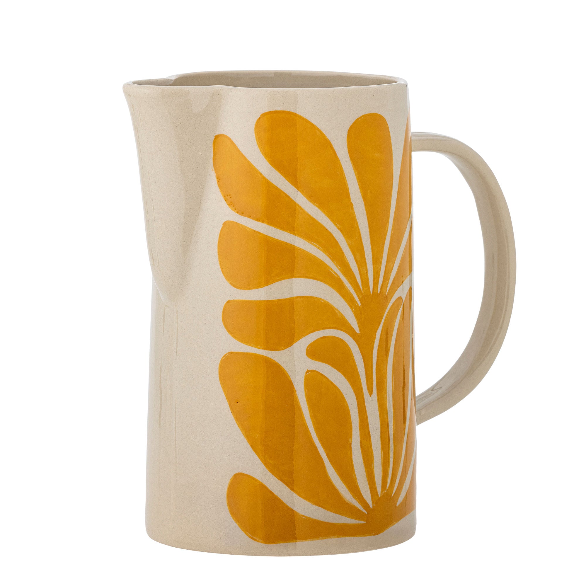 Fauni Krug, handbemaltes Steingut mit Blattmotiv