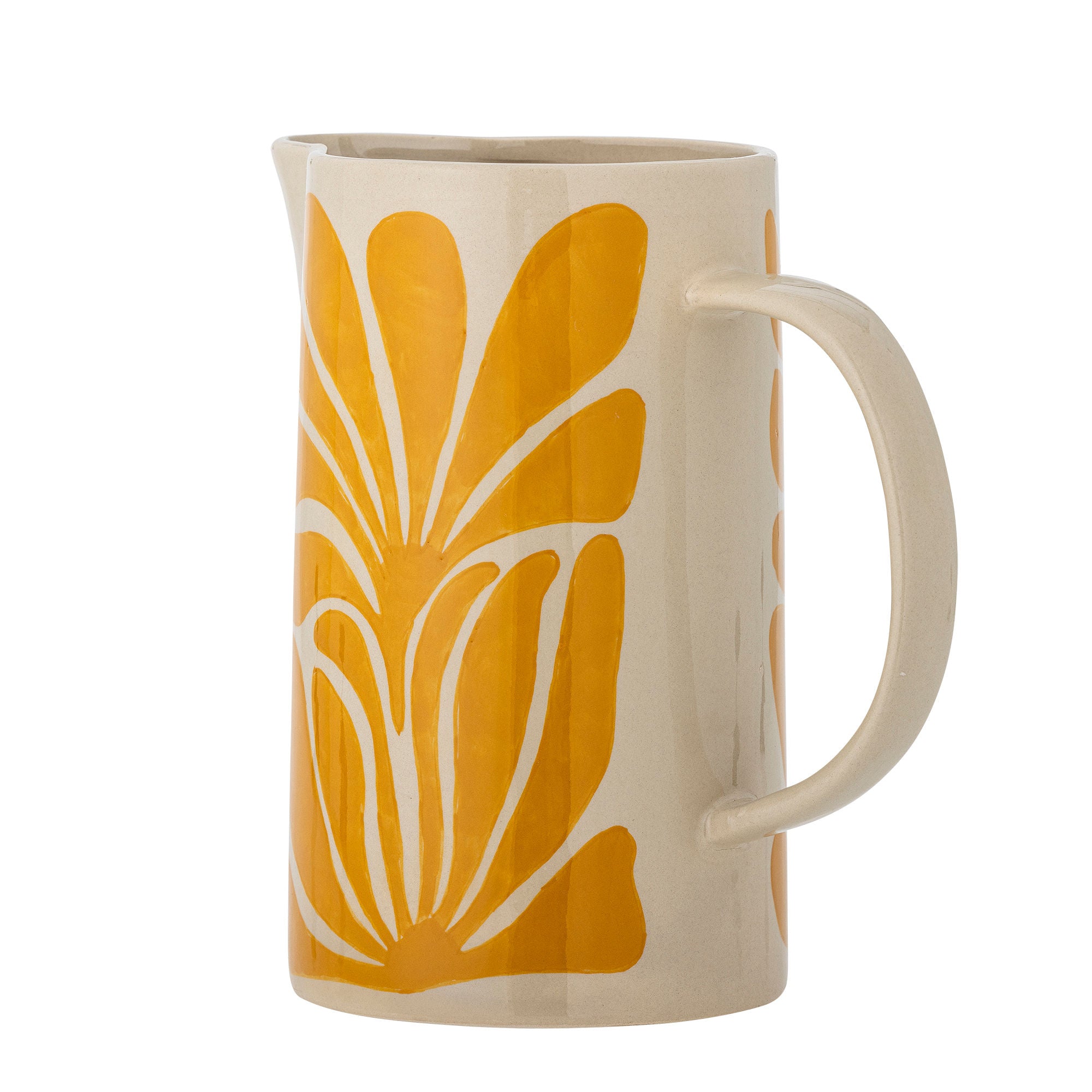 Fauni Krug, handbemaltes Steingut mit Blattmotiv