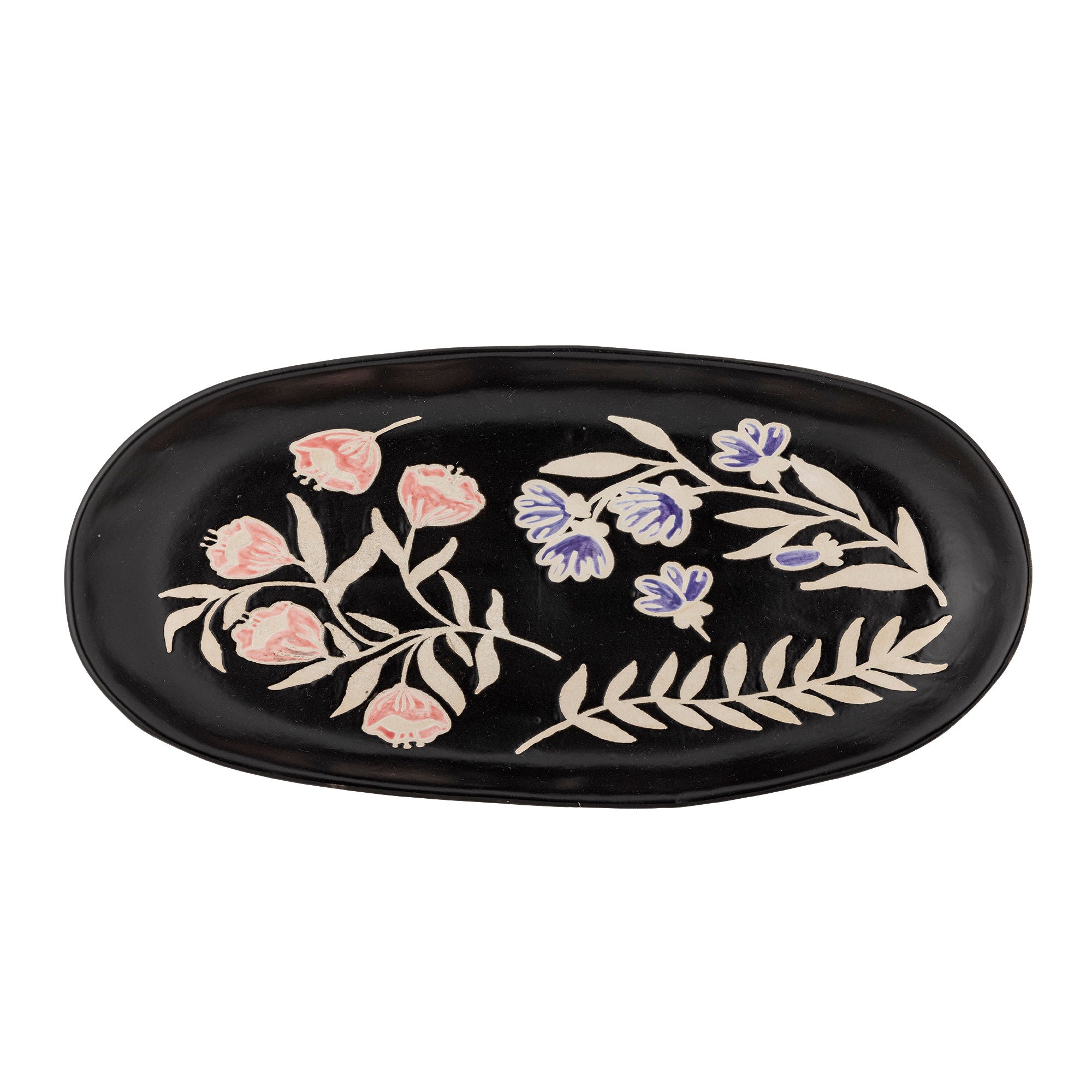 Amberly Serviertablett, Steingut mit geprägtem Blumendesign