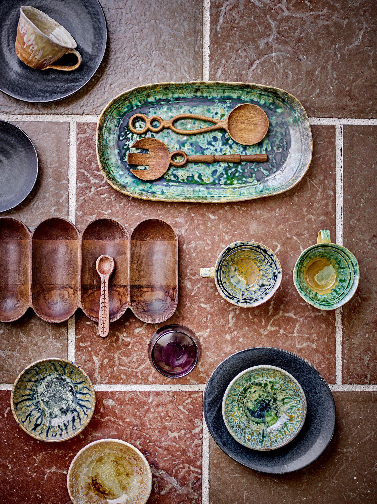 Milani Servierplatte, Grün, Steingut