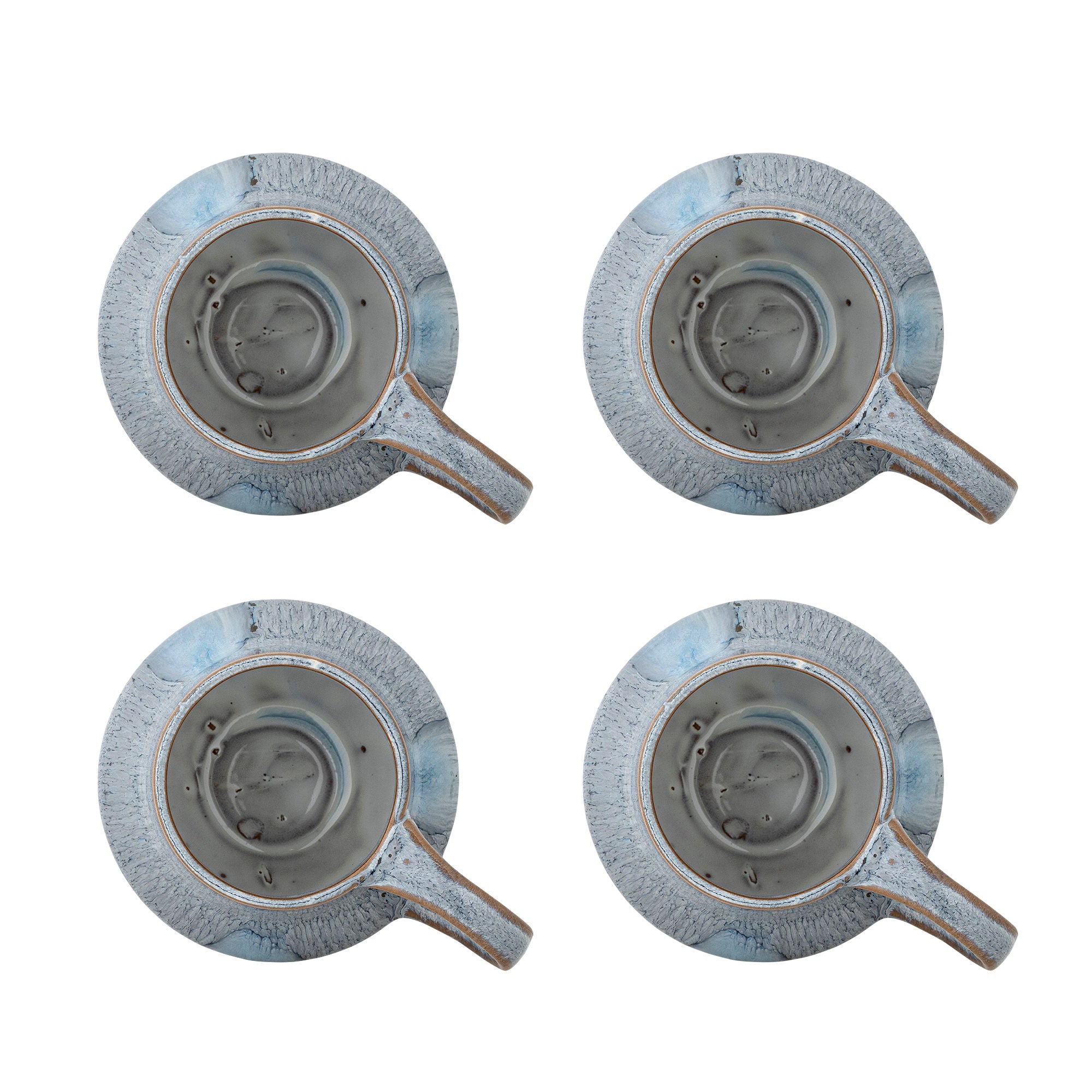 Bessie Becher 4er-Set Blau Steingut glasiert