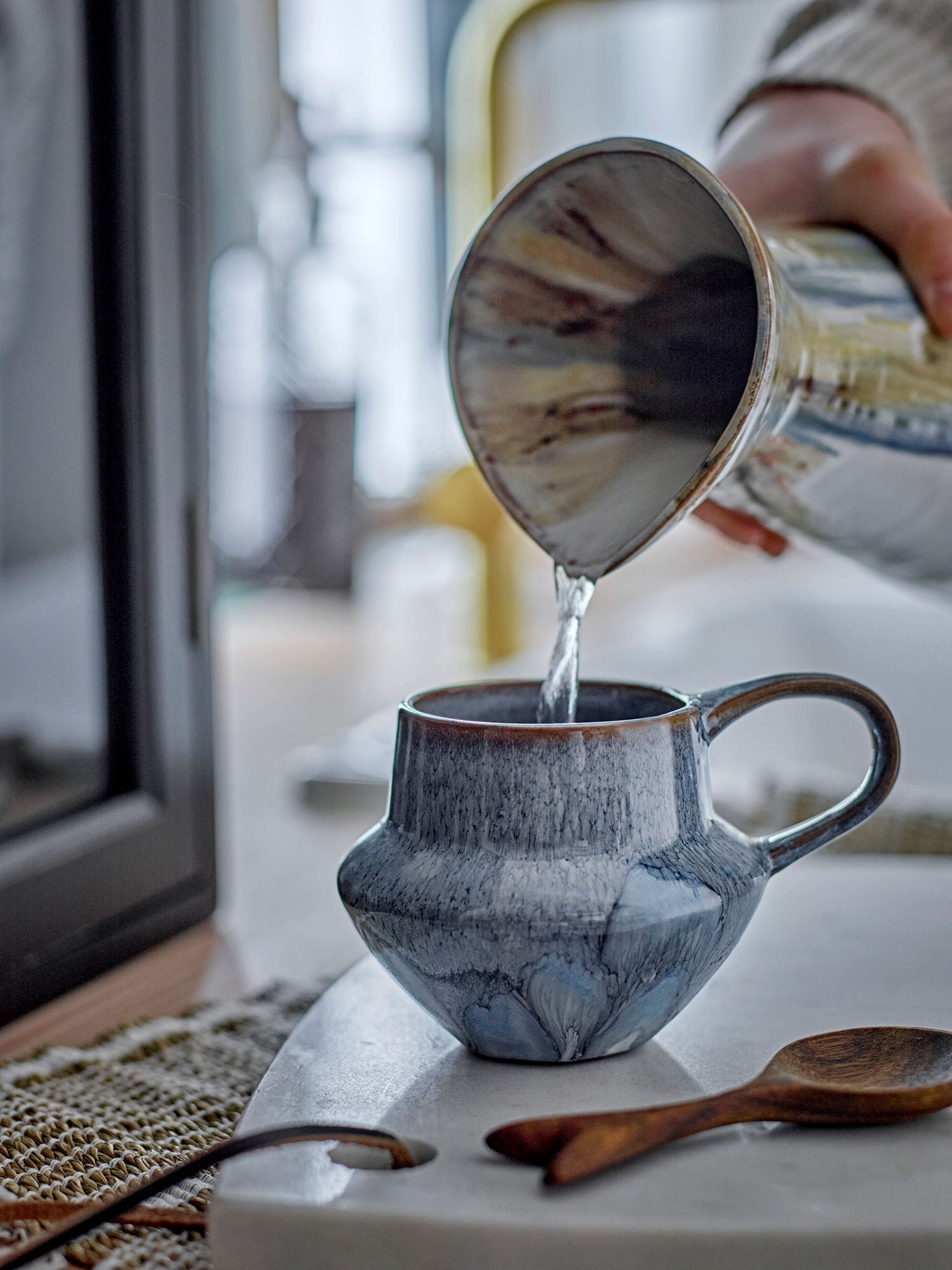 Bessie Becher 4er-Set Blau Steingut glasiert