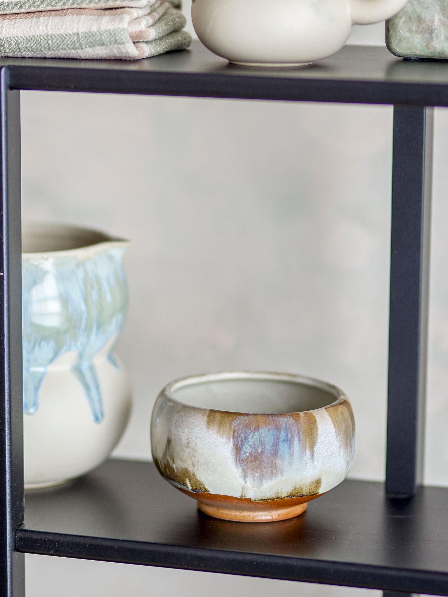 Jade Schale Steinzeug Reaktive Glasur In Erdigen Tönen mit Terrakotta Boden