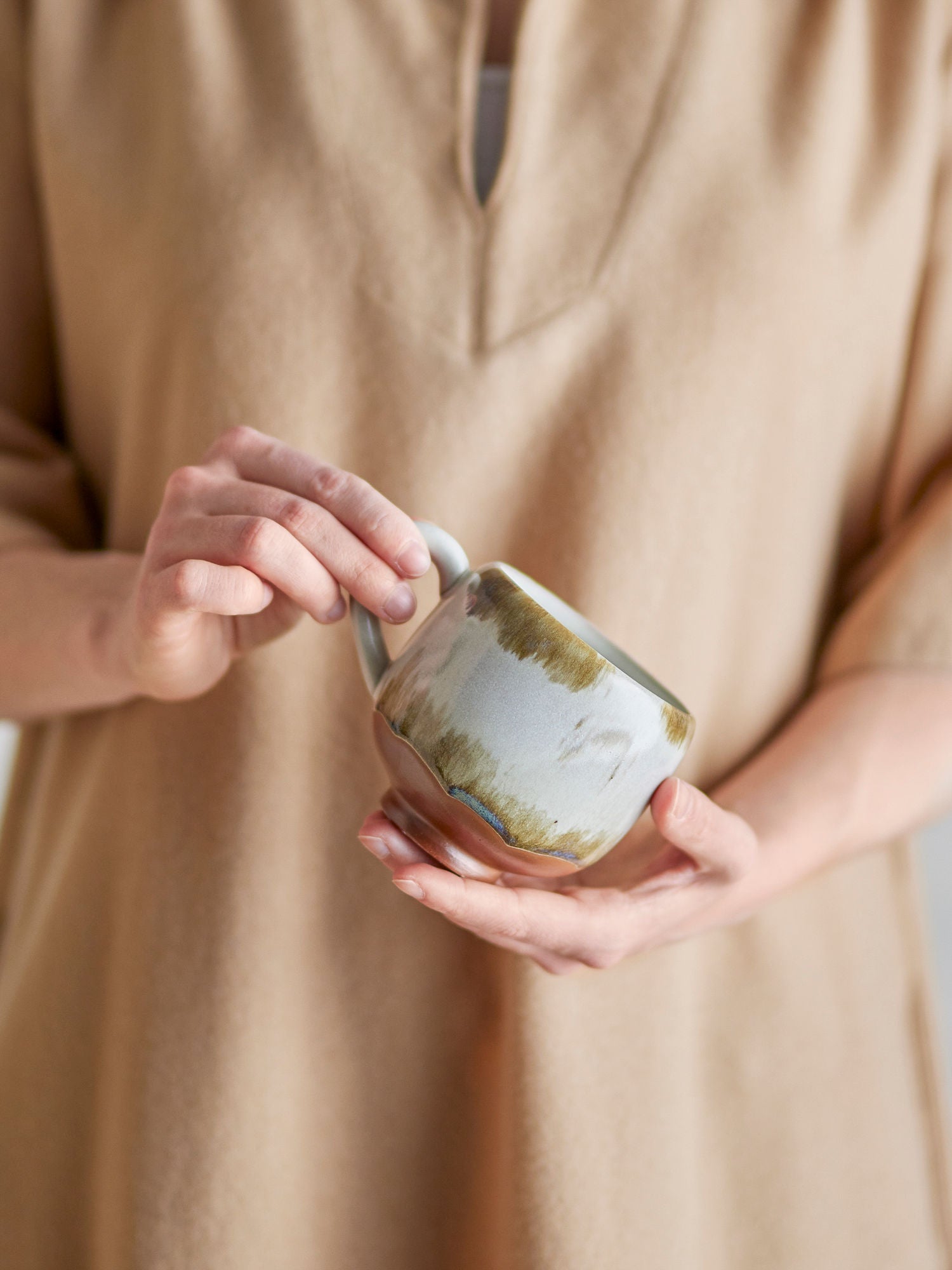 Jade Tasse mit reaktiver Glasur im 4er-Set