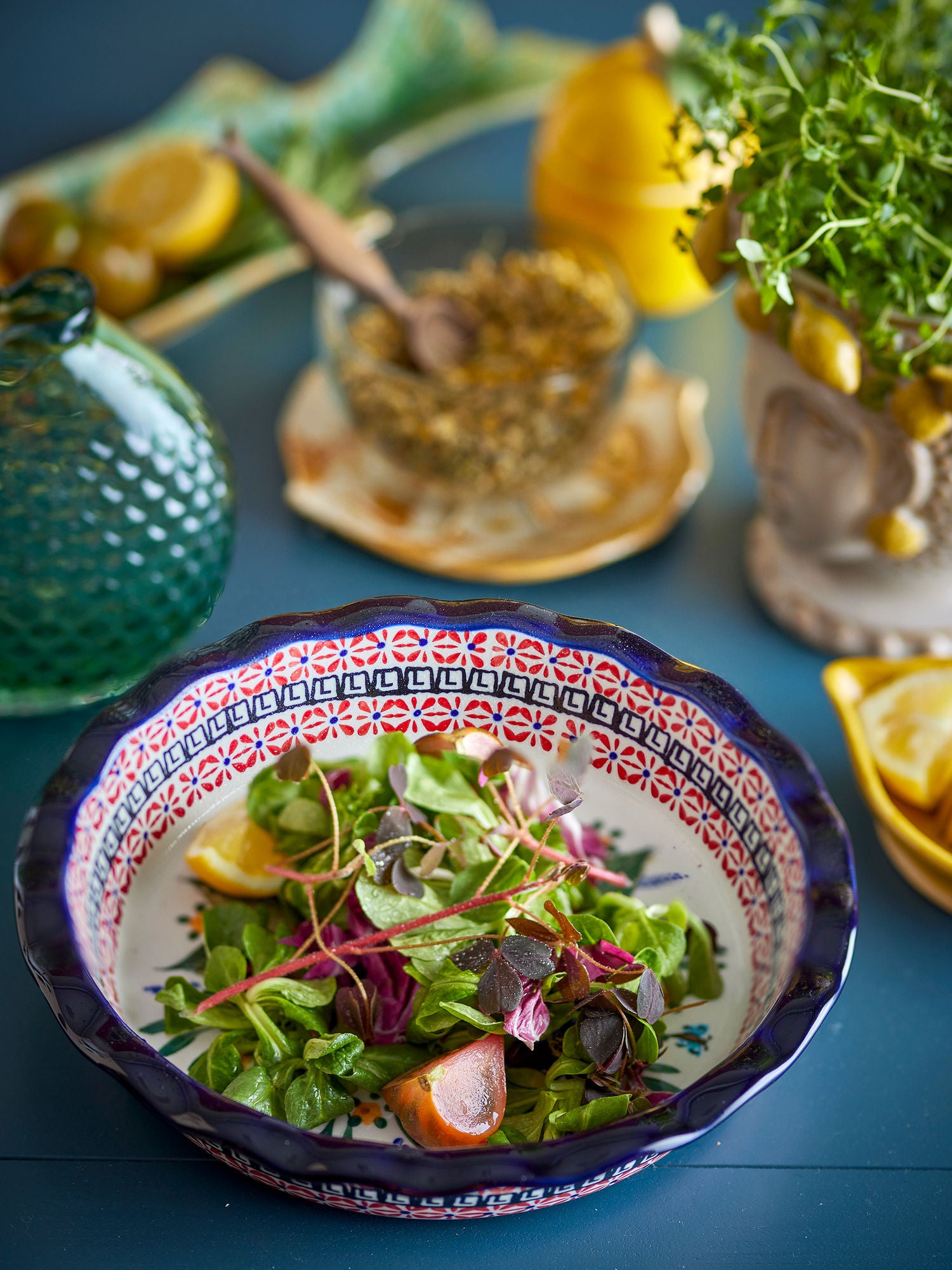 Florist Schale mit handbemaltem Blumendekor