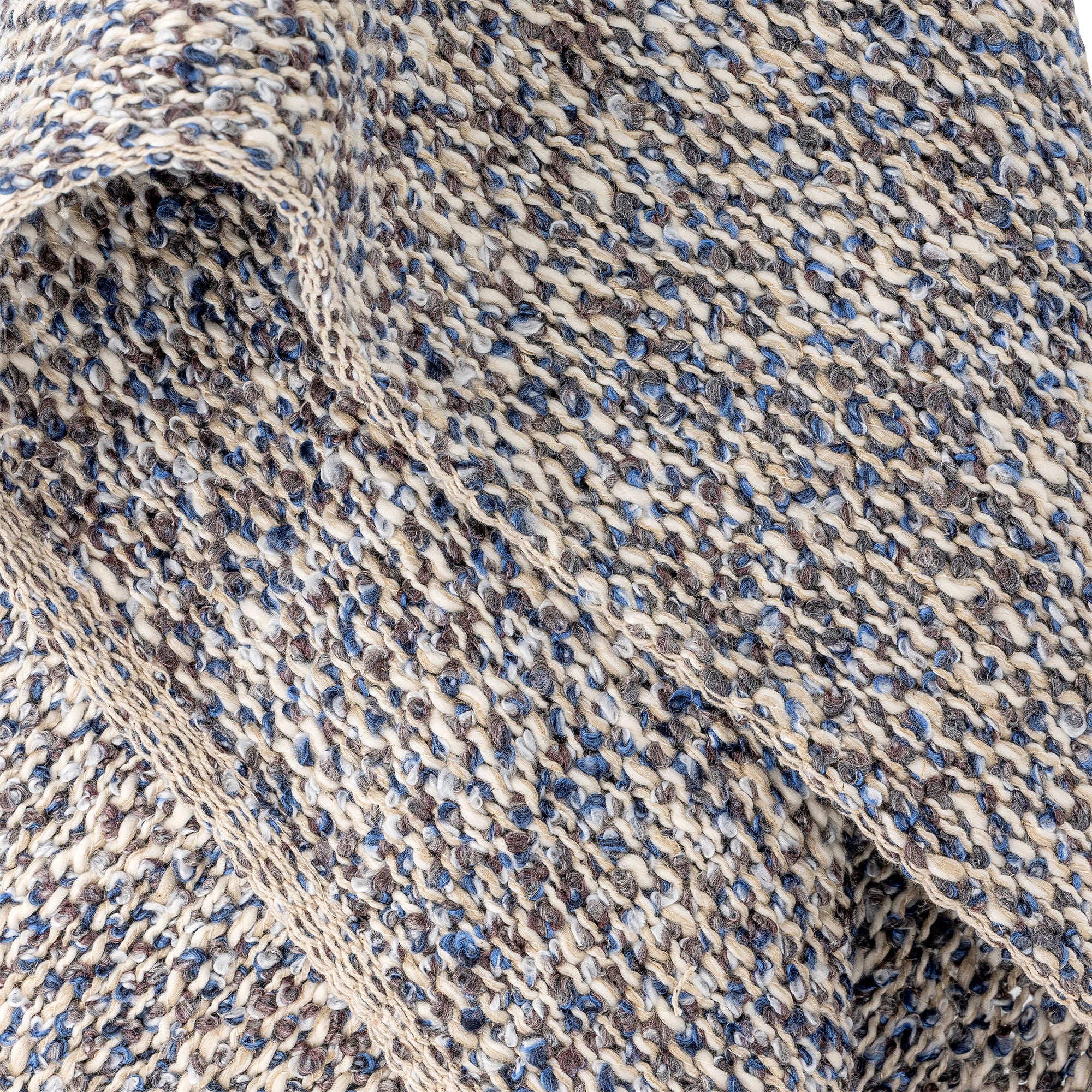 Ocean Decke aus recycelter Baumwolle in Blau-Weiß