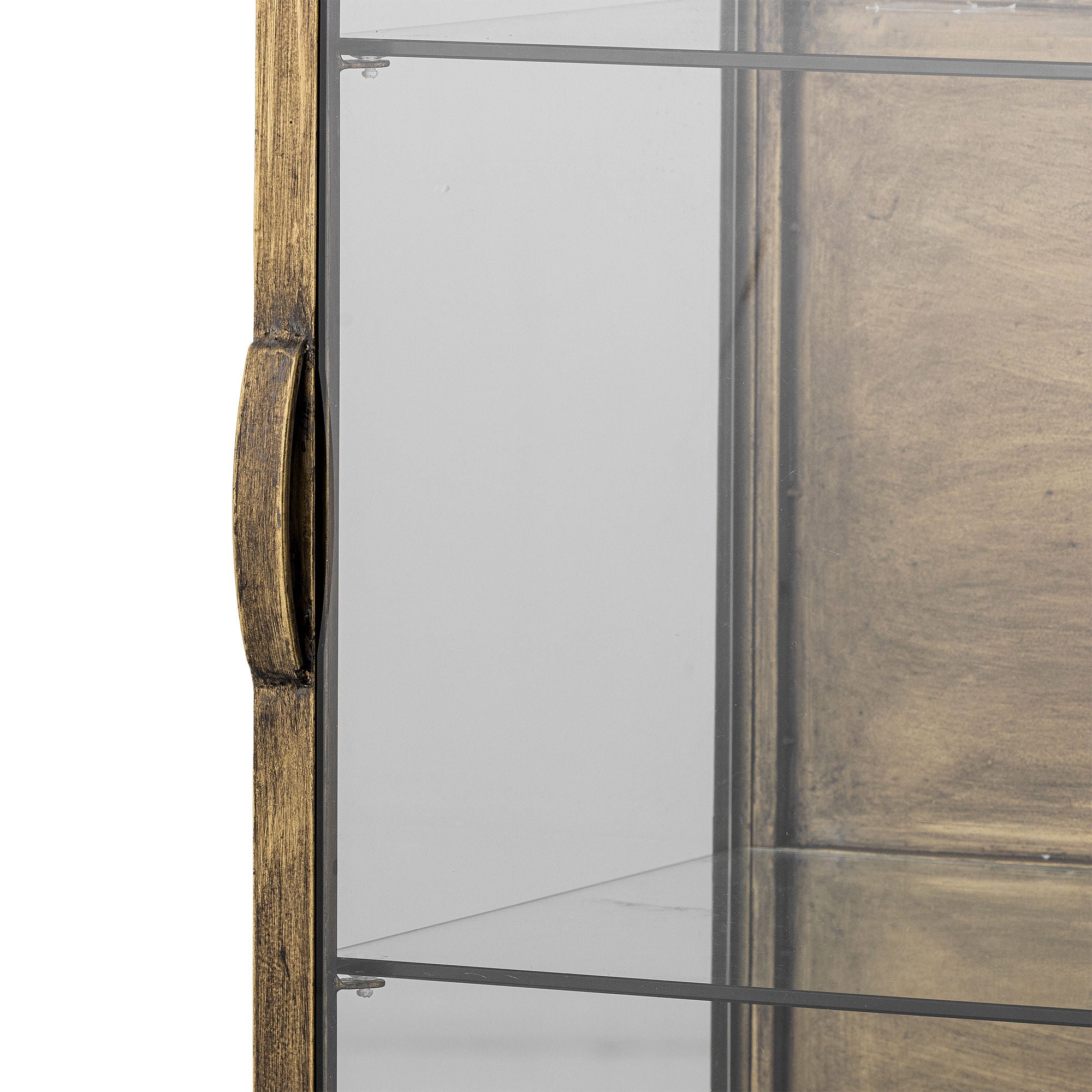 Saone Vitrine in Messingoptik mit Glas-Design