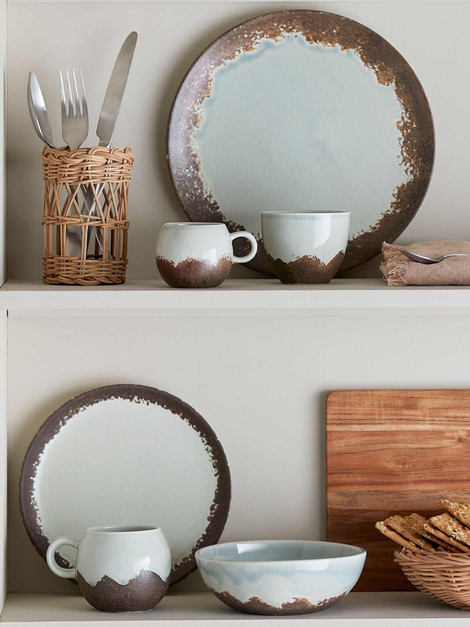 Paula Frühstücks-Set Braun Steingut mit Texturierter Glasur für Elegante Tafel