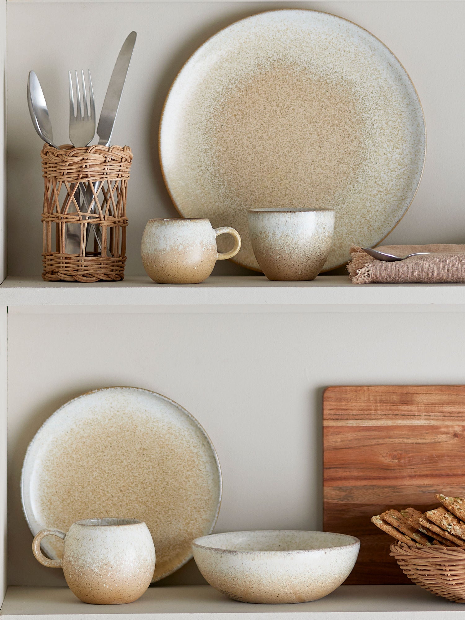 Paula Frühstücksset Natur Steingut Marmorglasur Harmonisches Design