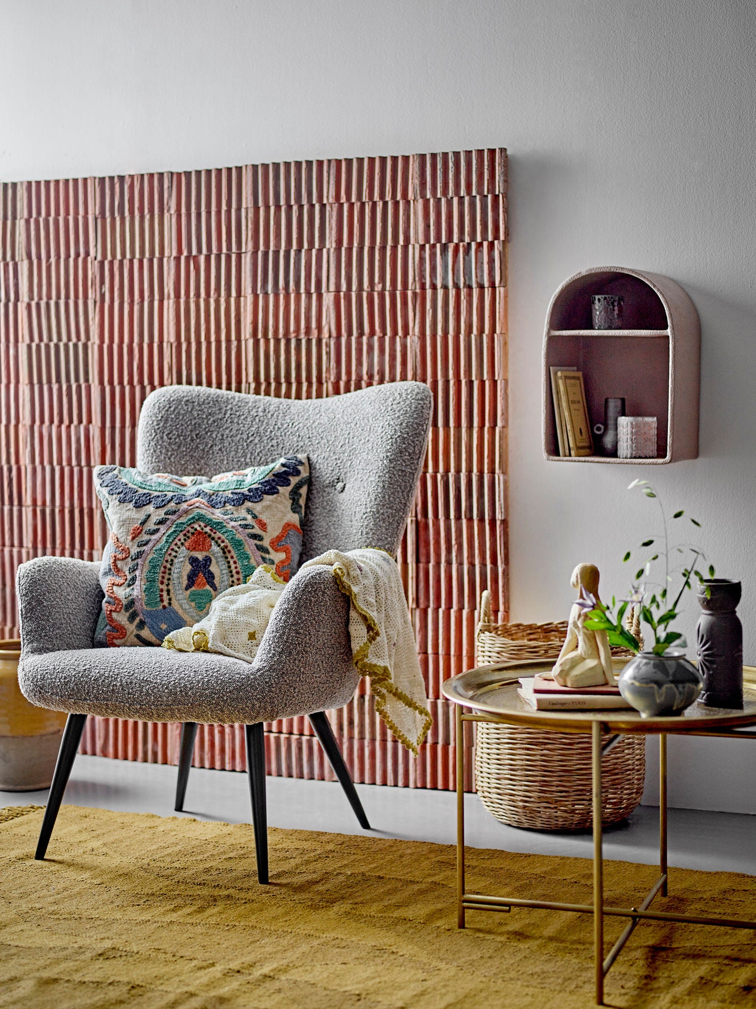 Zola Teppich Weiche Wollmischung Braun mit Grafischem Muster für Behaglichkeit