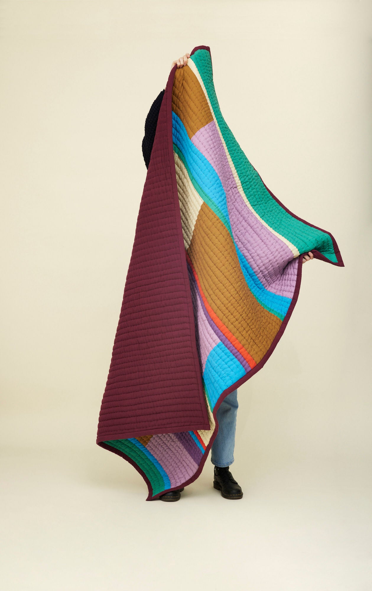 Pavilion Decke Block Burgundy/ Multifarben gesteppt