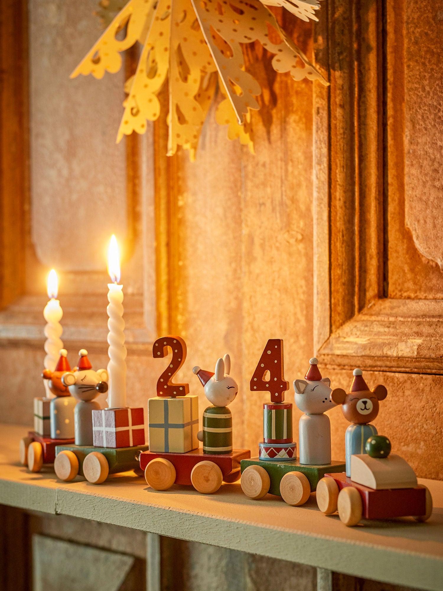 Junaid Deko – Weihnachtszug aus FSC-Holz mit Countdown & Kerzen