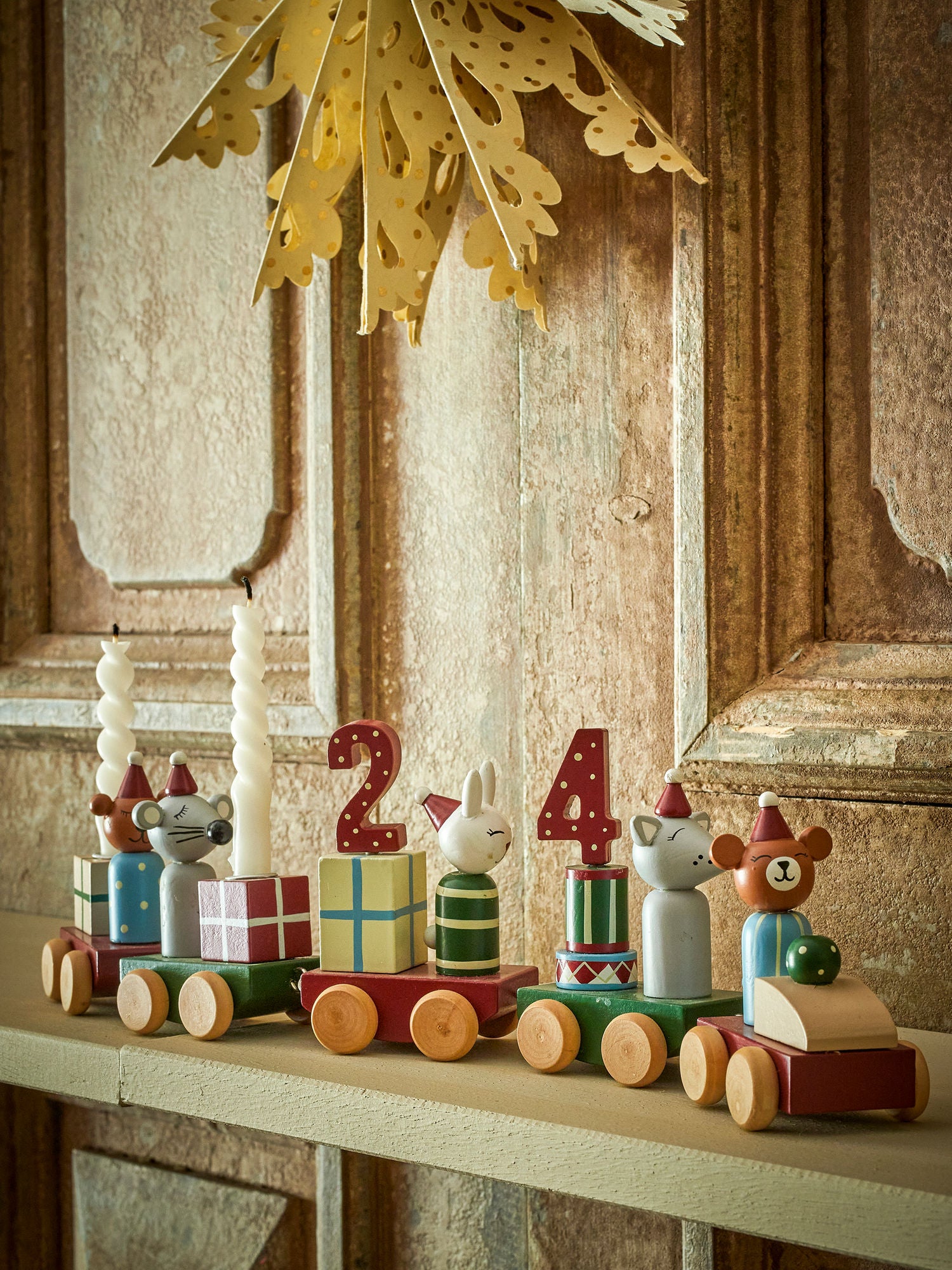 Junaid Deko – Weihnachtszug aus FSC-Holz mit Countdown & Kerzen
