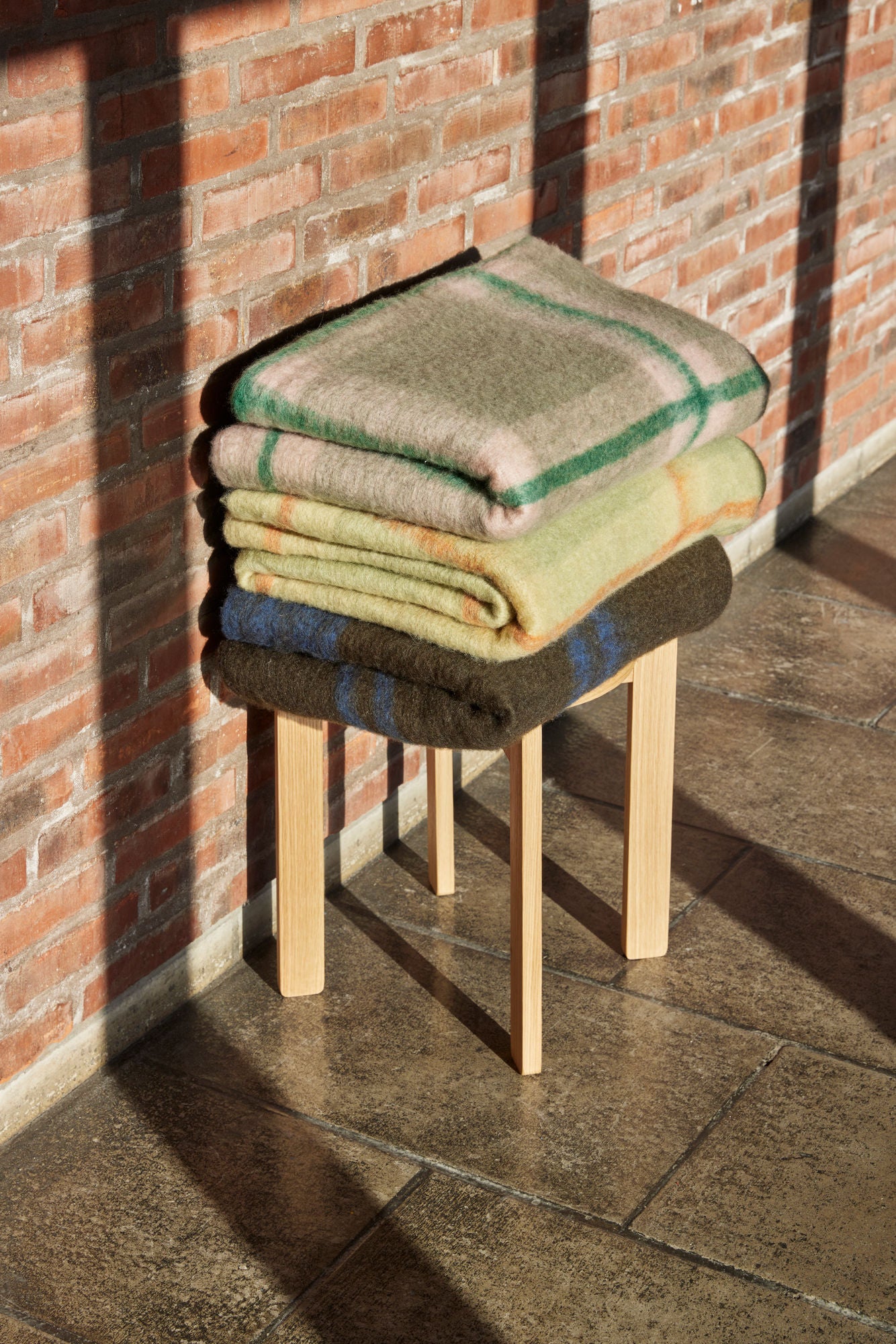 Grid Kariert Decke 140x200 Cm Aus Acryl Wolle Polyester OEKO TEX Standard 100 Grün Gelb Orange