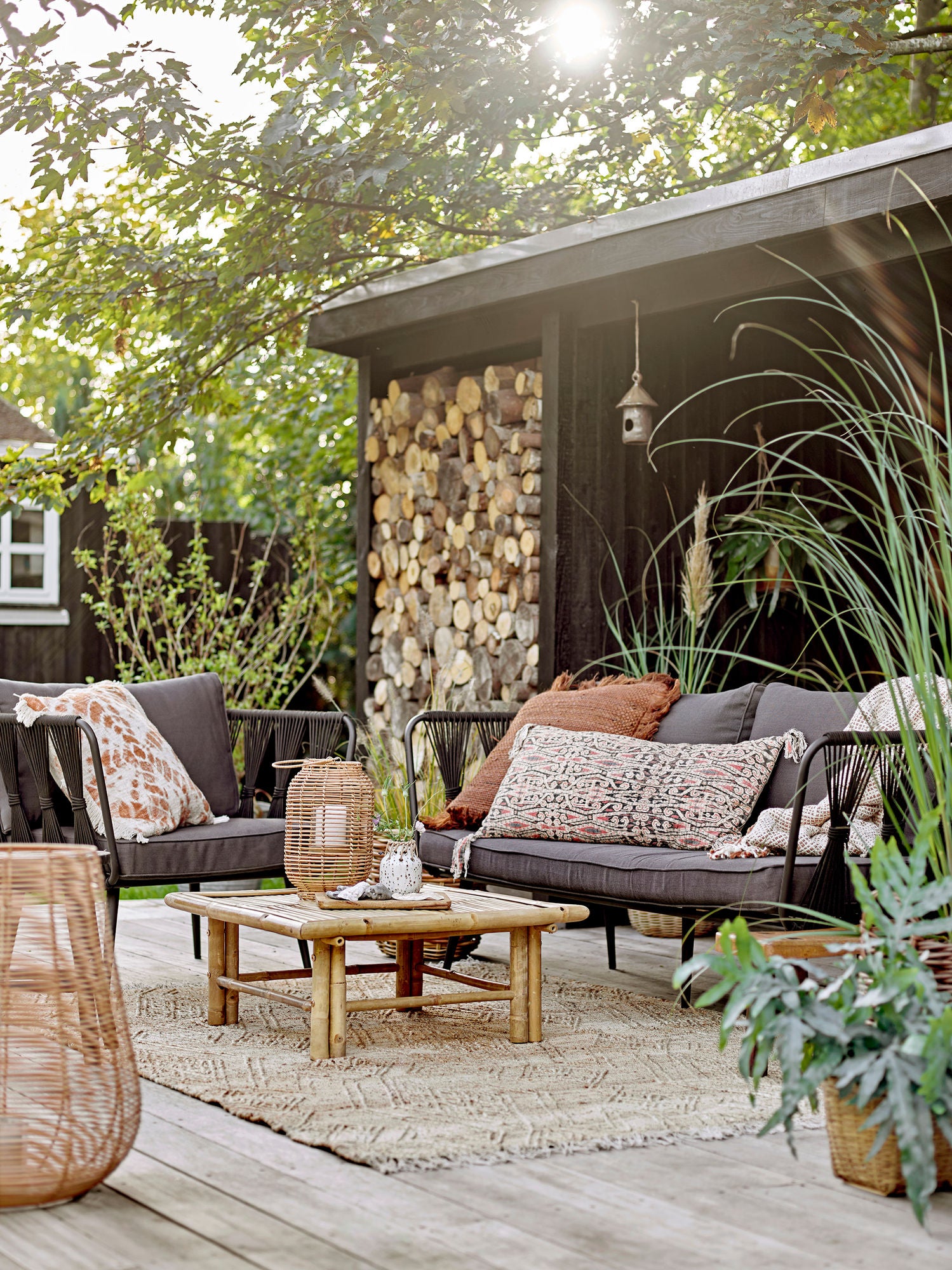 Ester Kissen Batikmuster Orange Baumwolle mit Fransen Beiden Seiten