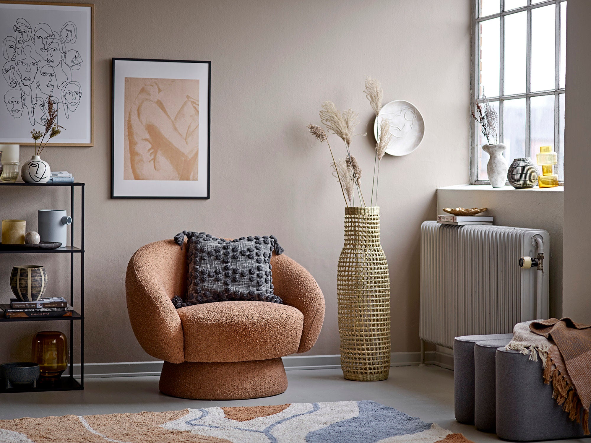 Marionn Gerahmte Illustration mit Schwarzem Kieferrahmen 52x72 Cm