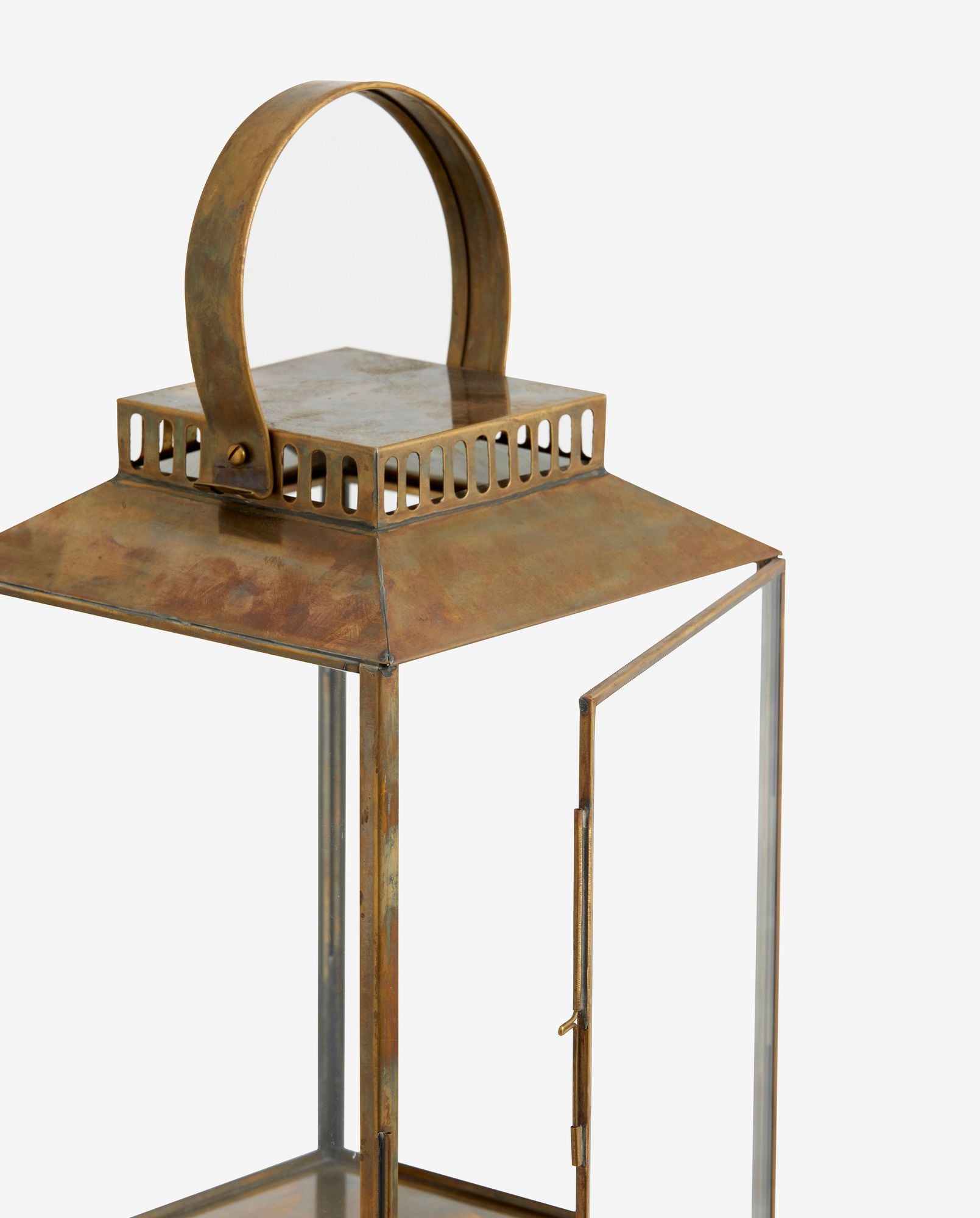 BITRA Messing Laterne Handgefertigt Antik Finish Glas Seiten Tragbarer Griff