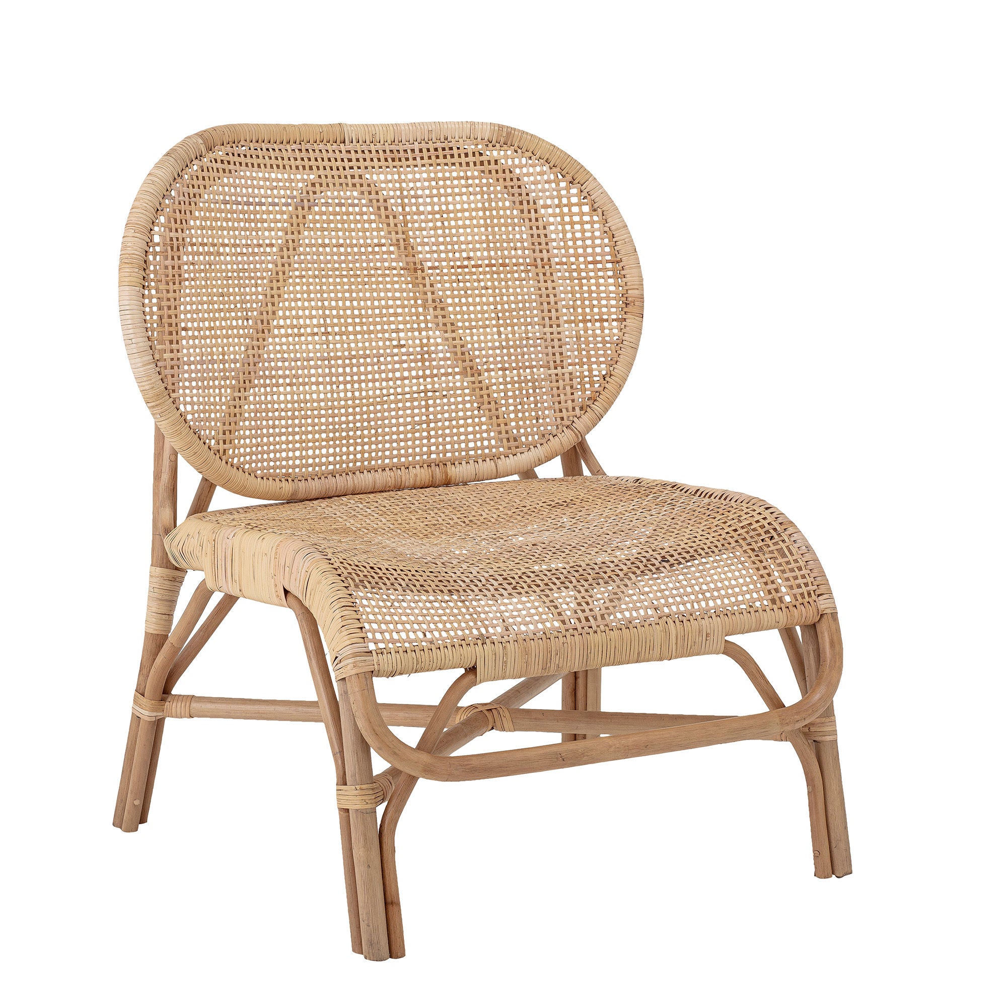 Rosen Loungesessel Natur Rattan Bequeme Großzügige Sitzfläche Wohnzimmer