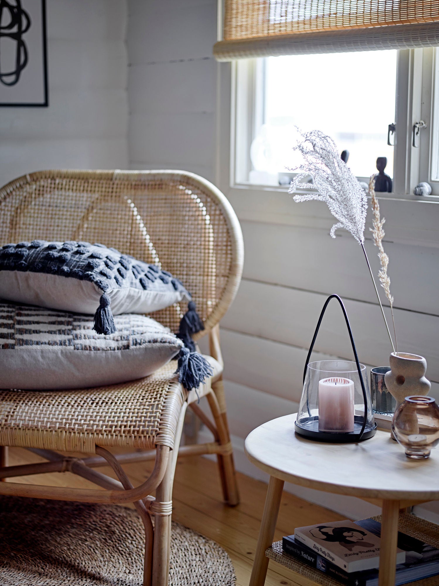 Rosen Loungesessel Natur Rattan Bequeme Großzügige Sitzfläche Wohnzimmer