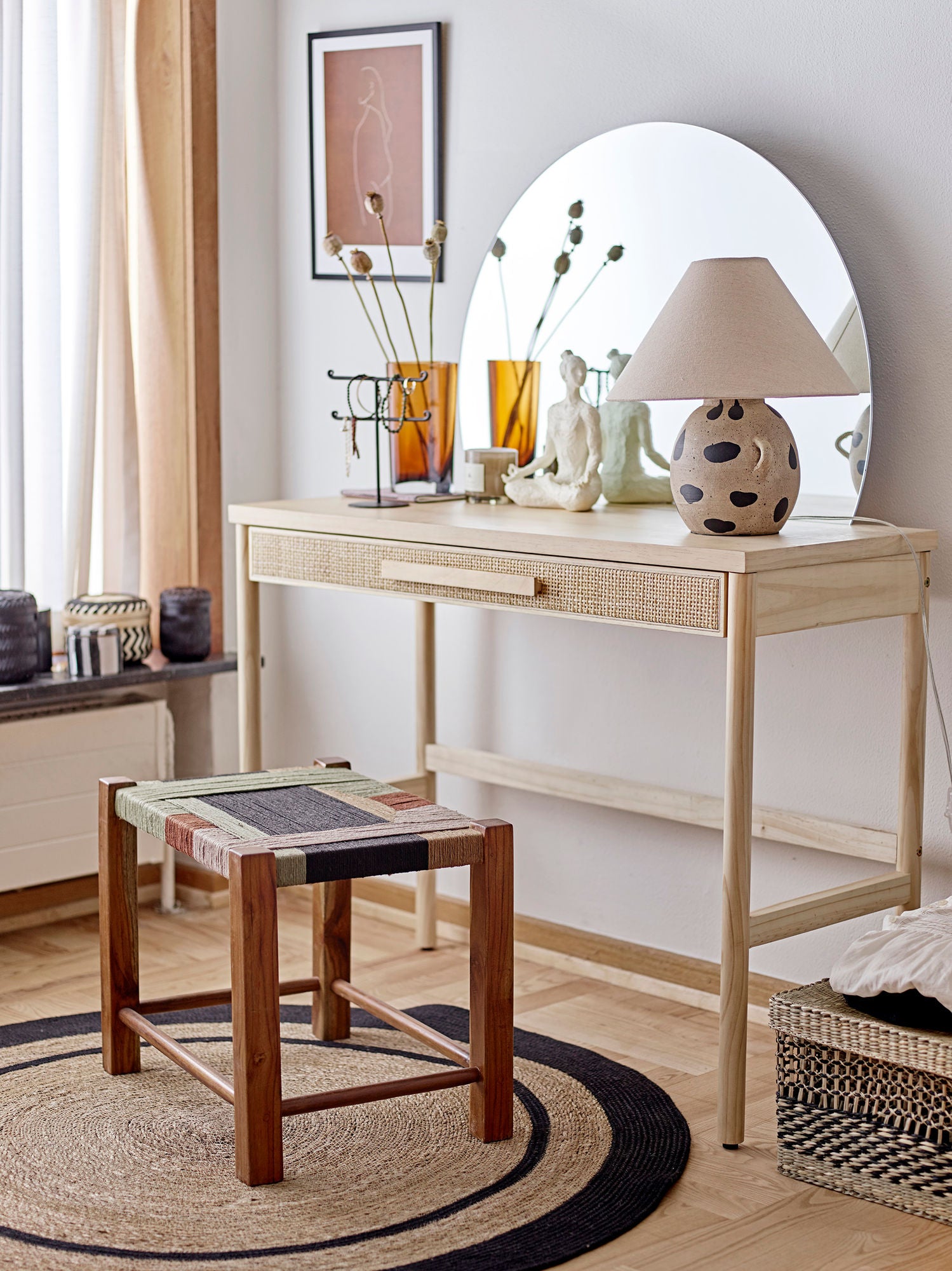 Lune Runde Matte Jute Teppich Natur Seegras mit Beruhigender Ausstrahlung