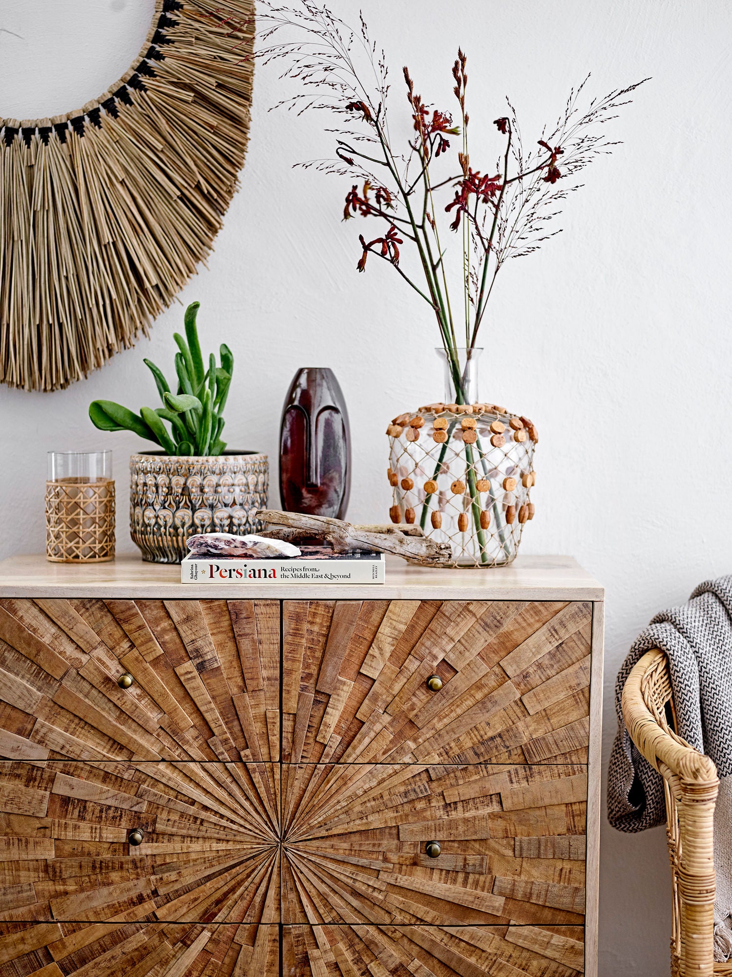 Daviid Braune Steingutvase 26 cm Hoch mit Breiter Öffnung für Frischblumen und Dekoration Ideales Geschenk