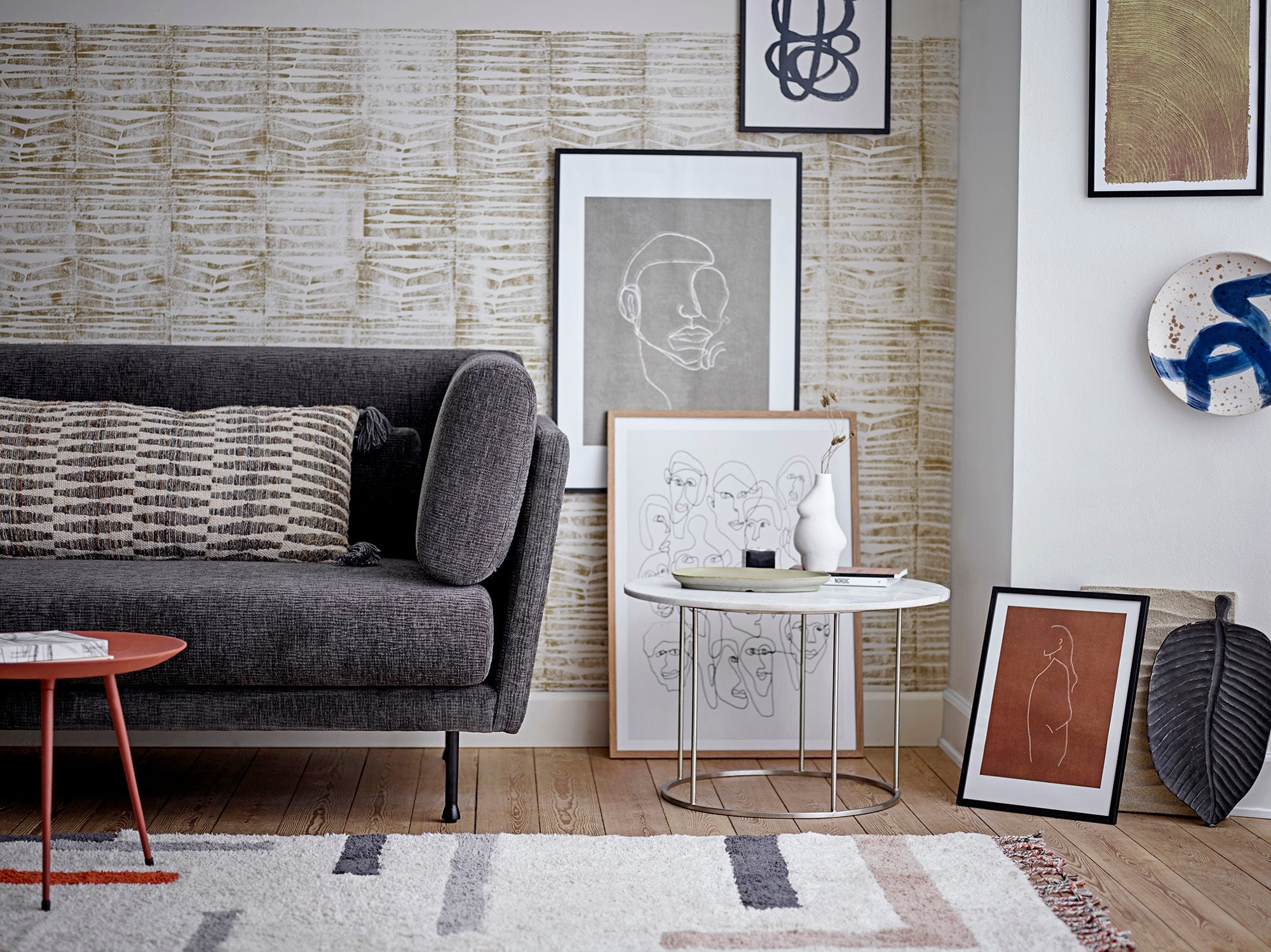 Ozcar Wanddeko Steingut Blau Handbemalt Grafische Drucke Vielseitiger Teller